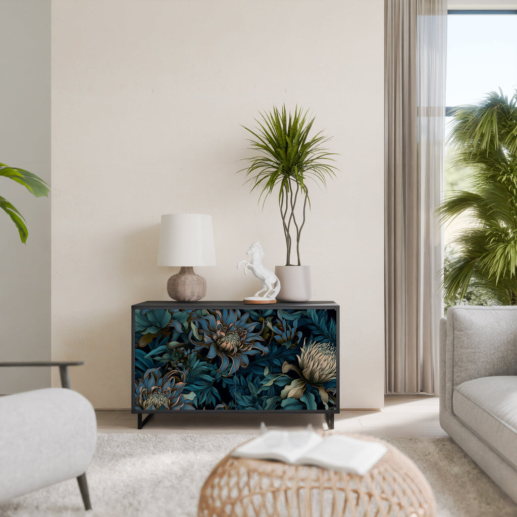 TWILIGHT BLOOM Aparador de 2 Portas em Acabamento Preto