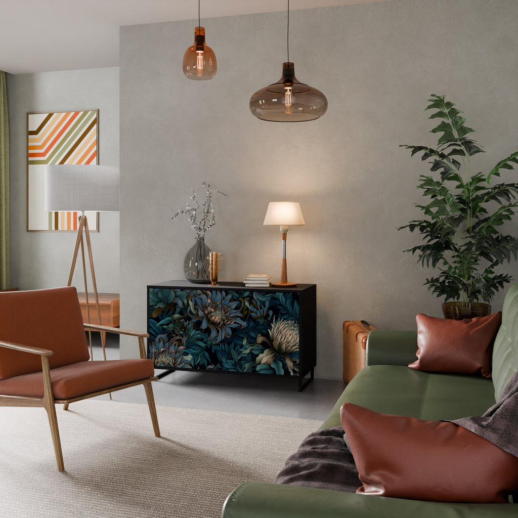 TWILIGHT BLOOM Aparador de 2 Portas em Acabamento Preto