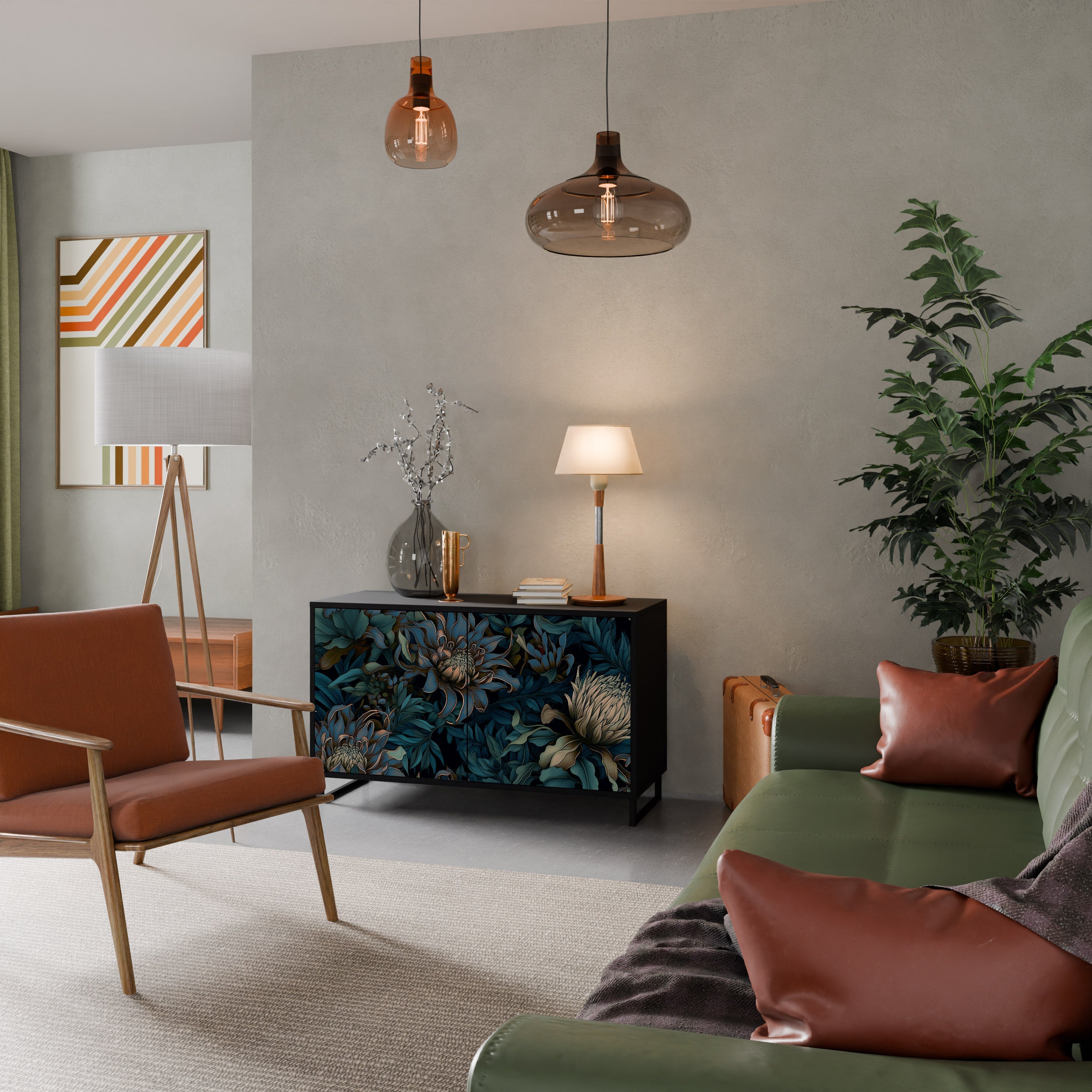 TWILIGHT BLOOM Aparador de 2 Portas em Acabamento Preto