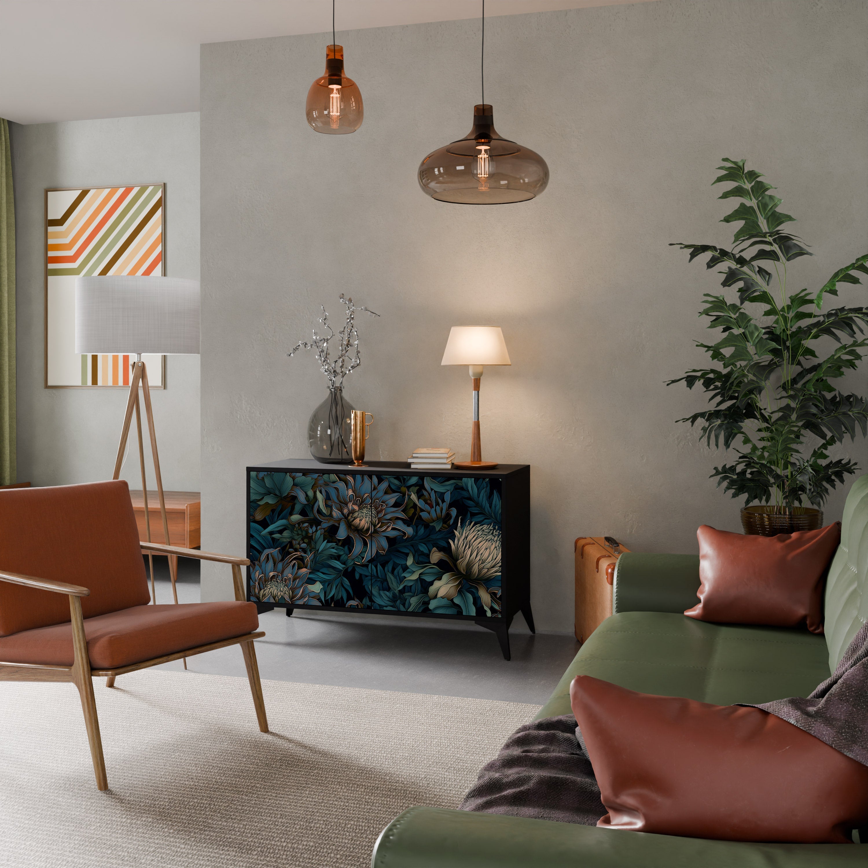 TWILIGHT BLOOM Aparador de 2 Portas em Acabamento Preto