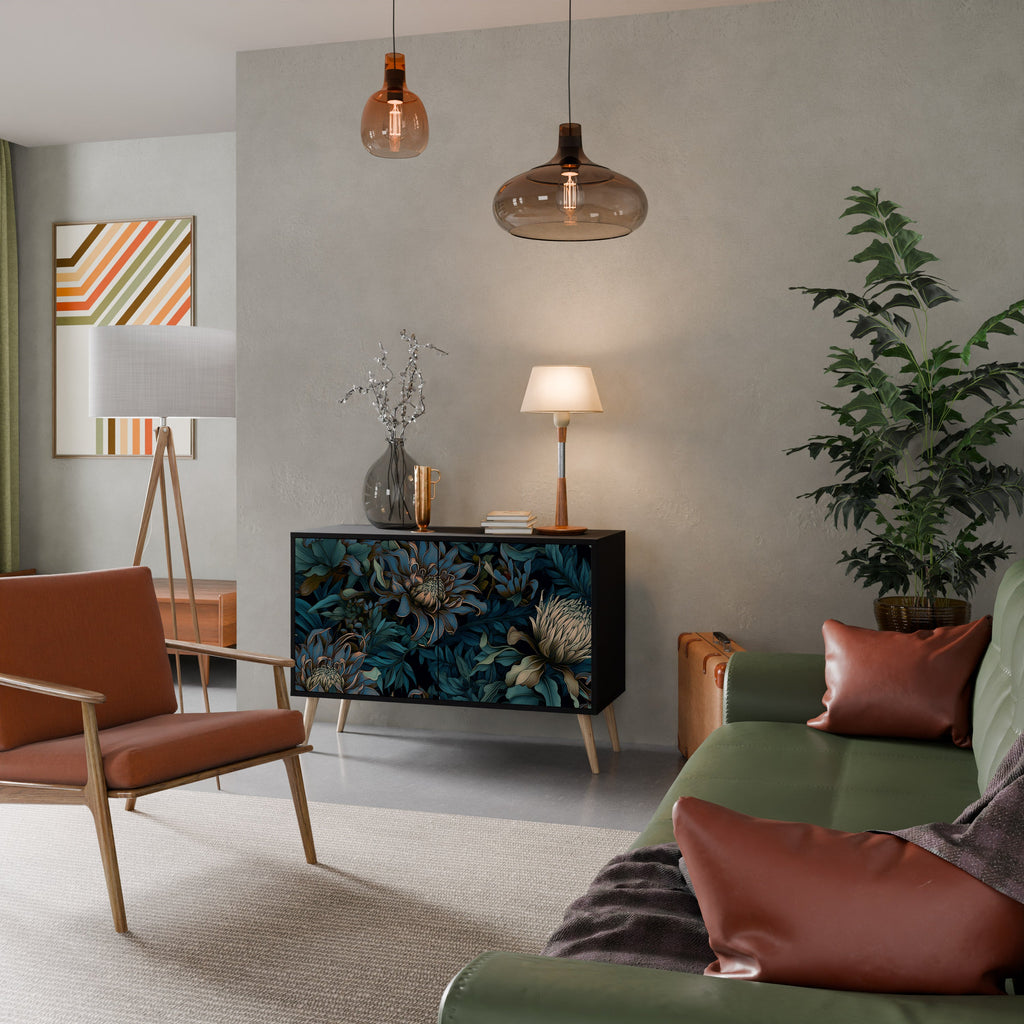 TWILIGHT BLOOM Aparador de 2 Portas em Acabamento Preto