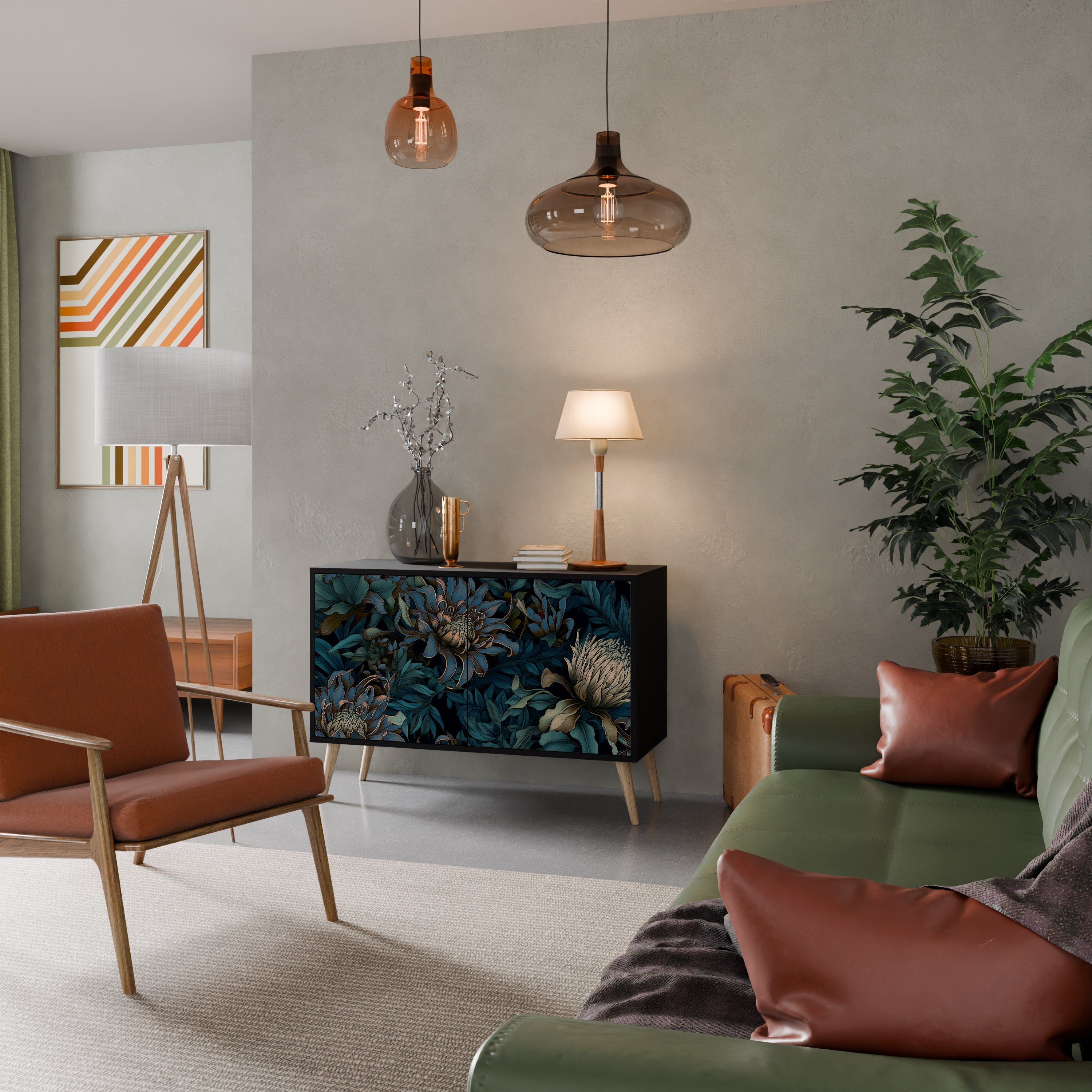 TWILIGHT BLOOM Aparador de 2 Portas em Acabamento Preto