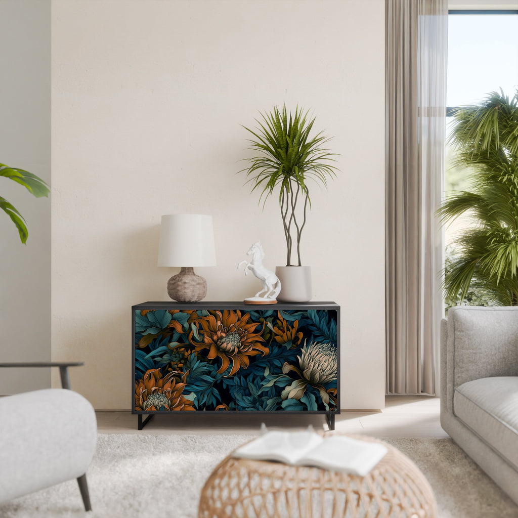 MORNING BLOOM Aparador de 2 Portas em Acabamento Preto