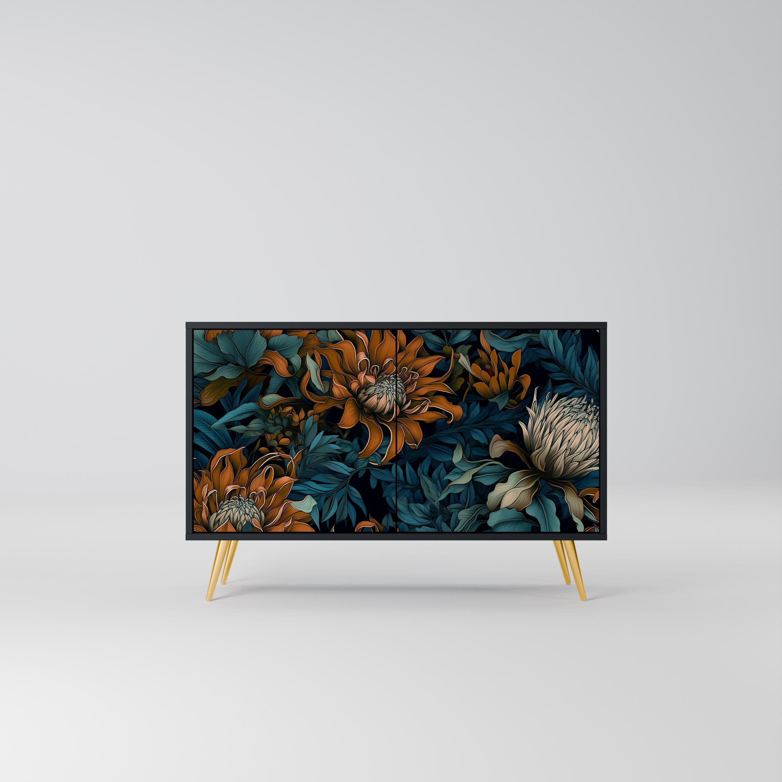 MORNING BLOOM Aparador de 2 Portas em Acabamento Preto