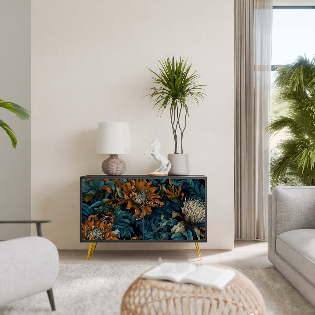 MORNING BLOOM Aparador de 2 Portas em Acabamento Preto