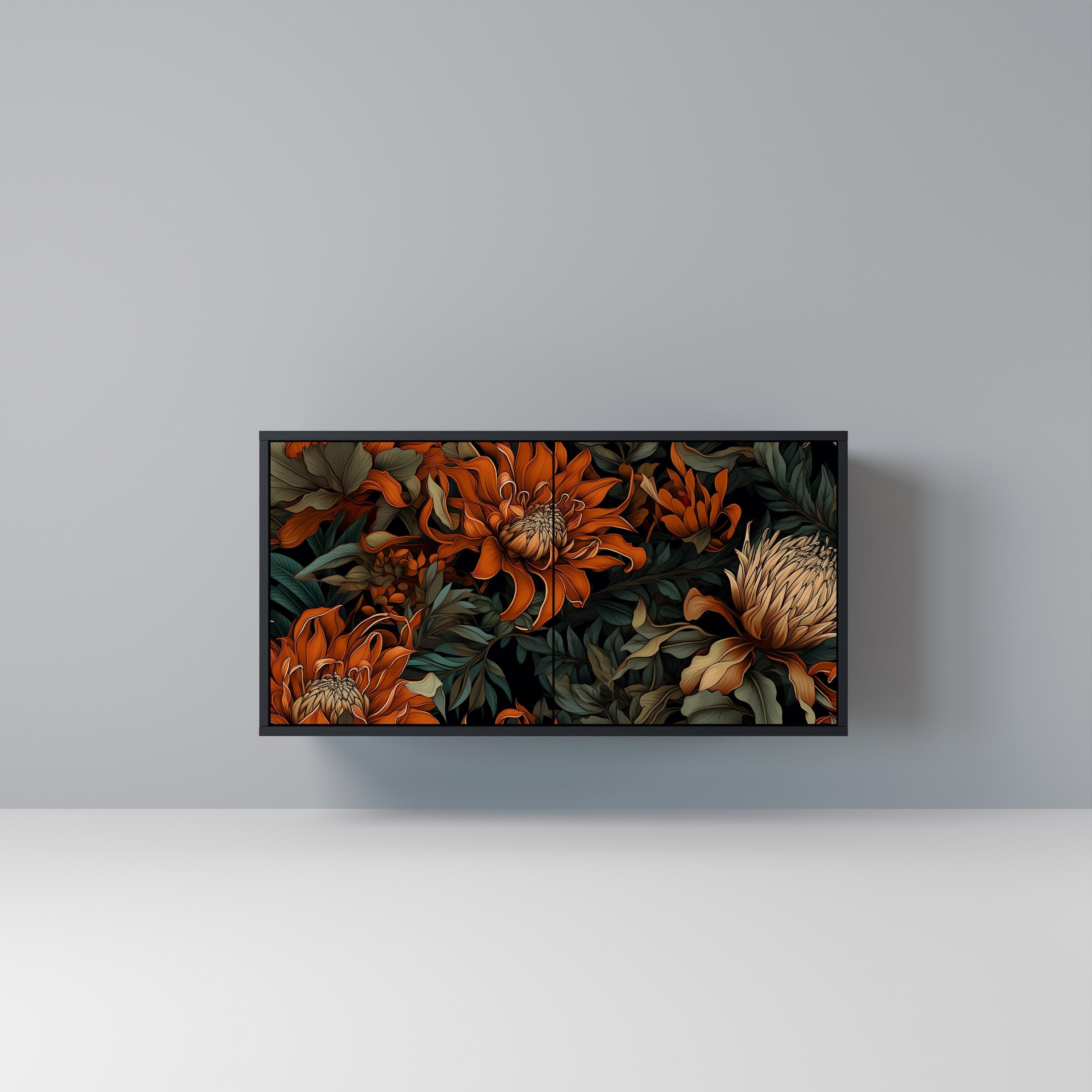 DAWN BLOOM Aparador de 2 Portas em Acabamento Preto