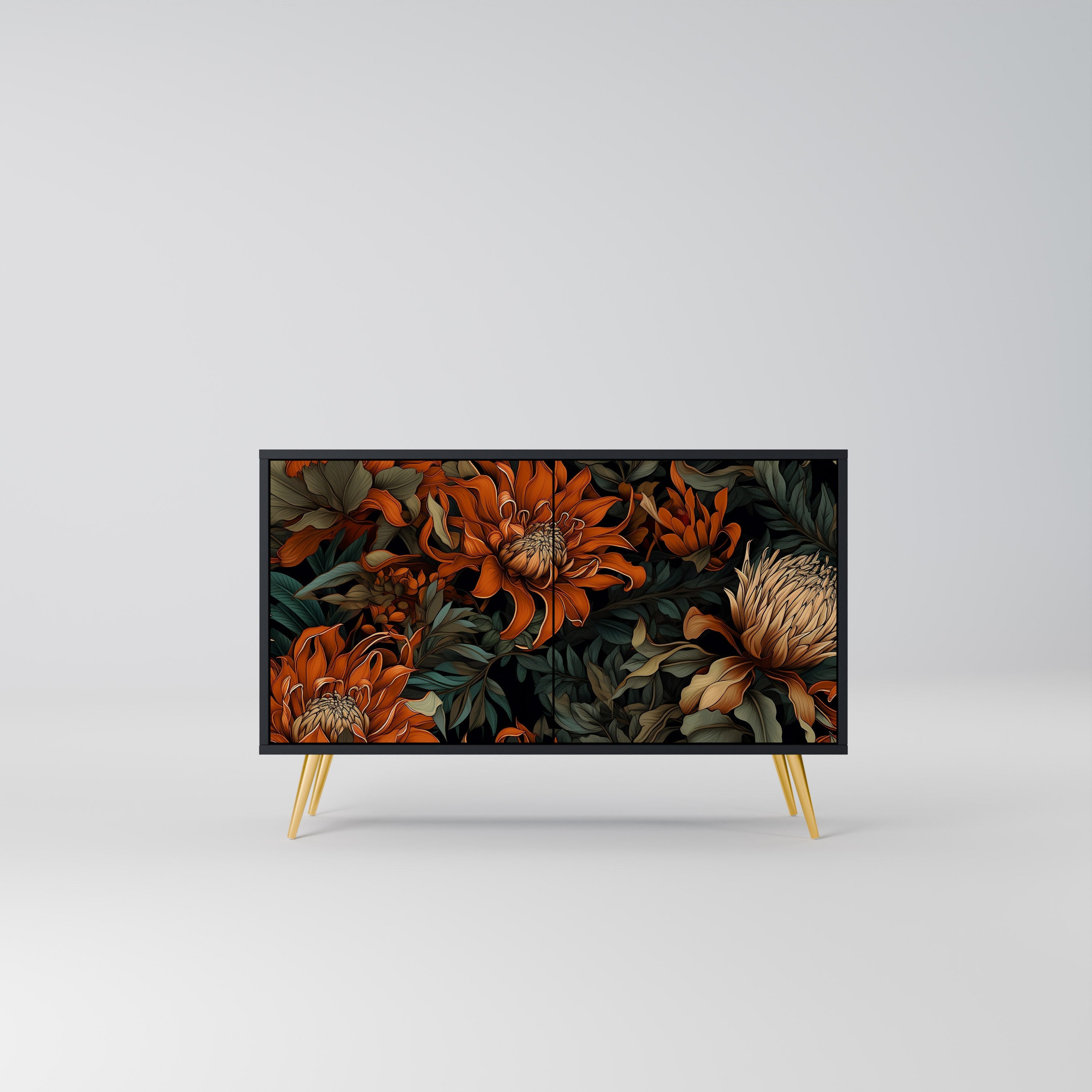 DAWN BLOOM Aparador de 2 Portas em Acabamento Preto