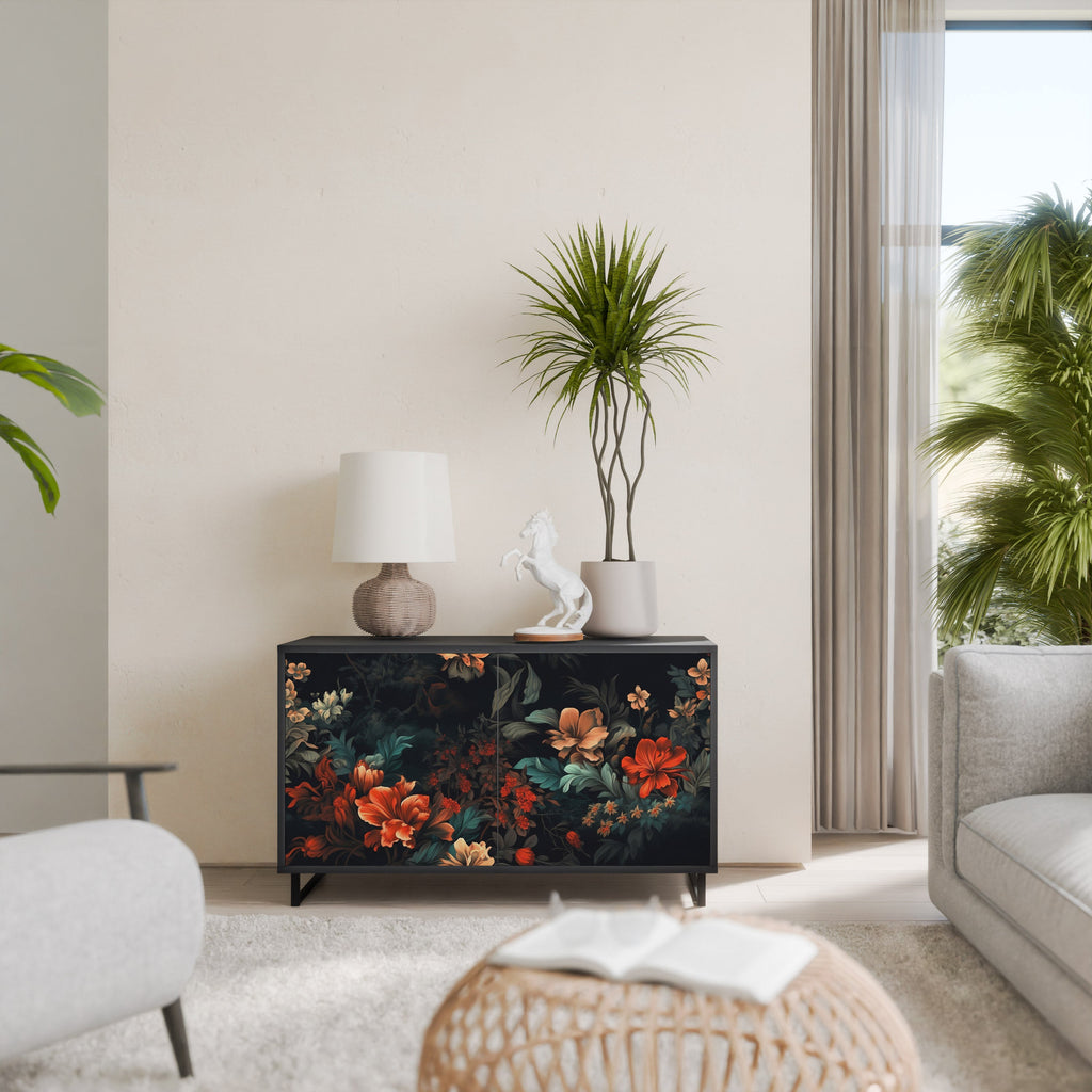 IMAGINARY BLOSSOM Aparador de 2 Portas em Acabamento Preto