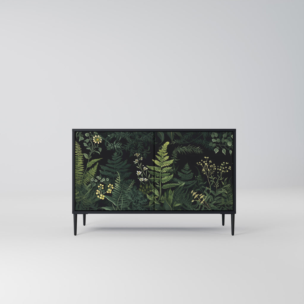 FERN FLOWERS 2-Door Sideboard in Black Finish