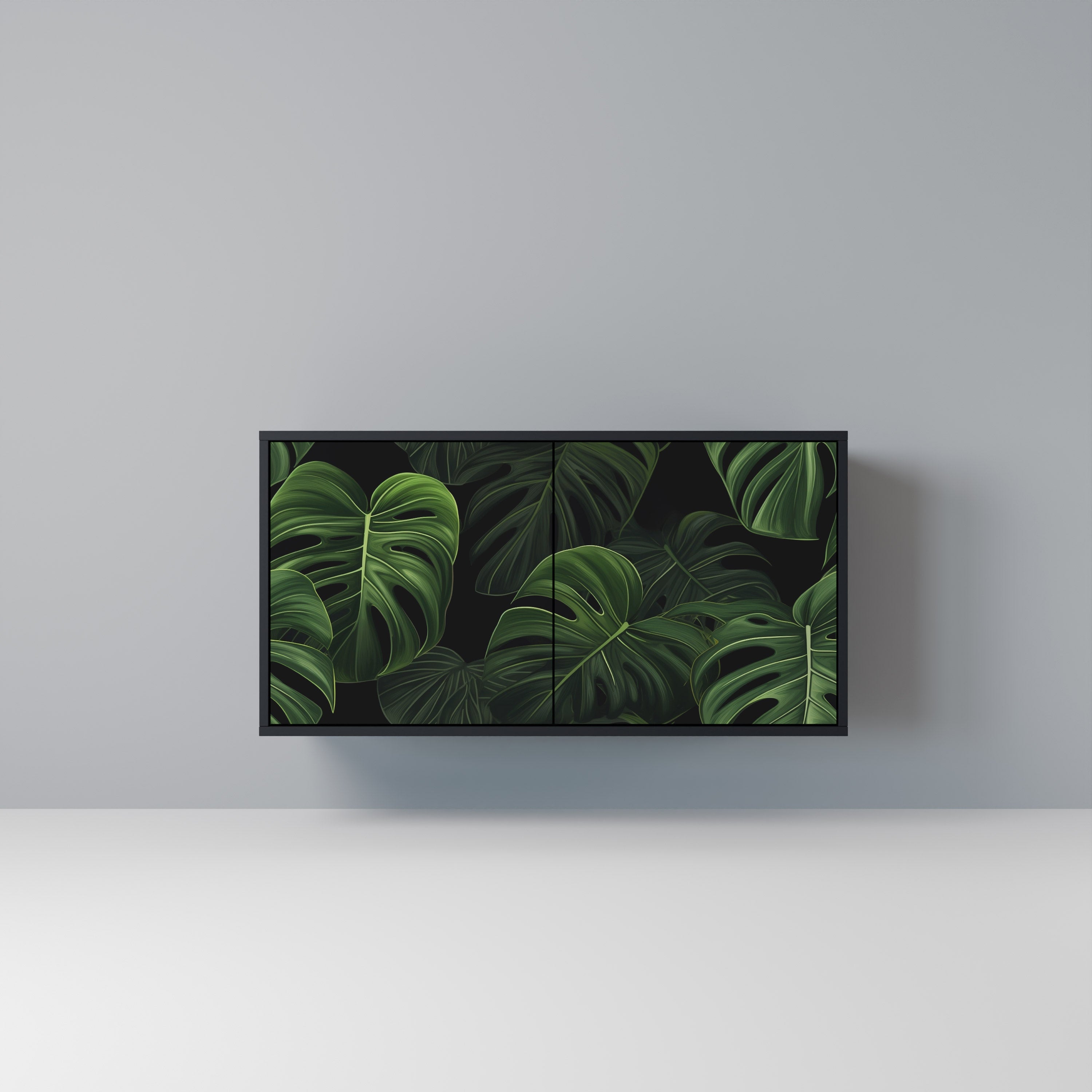 INFINITE MONSTERA Aparador de 2 Portas em Acabamento Preto
