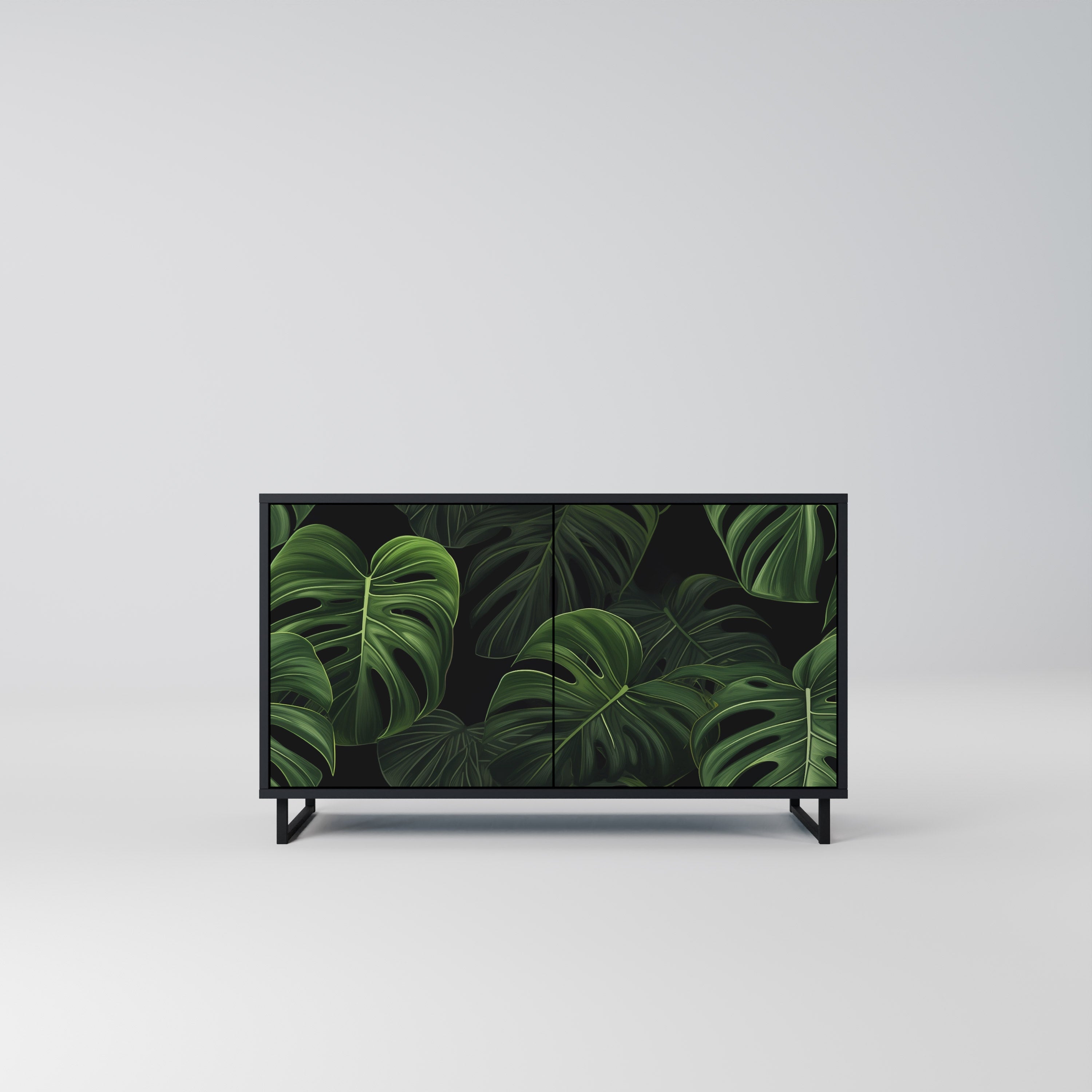 INFINITE MONSTERA Aparador de 2 Portas em Acabamento Preto