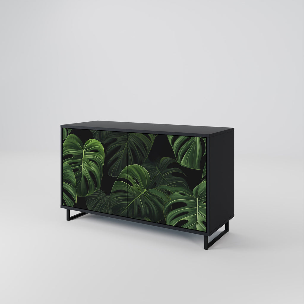 INFINITE MONSTERA Aparador de 2 Portas em Acabamento Preto