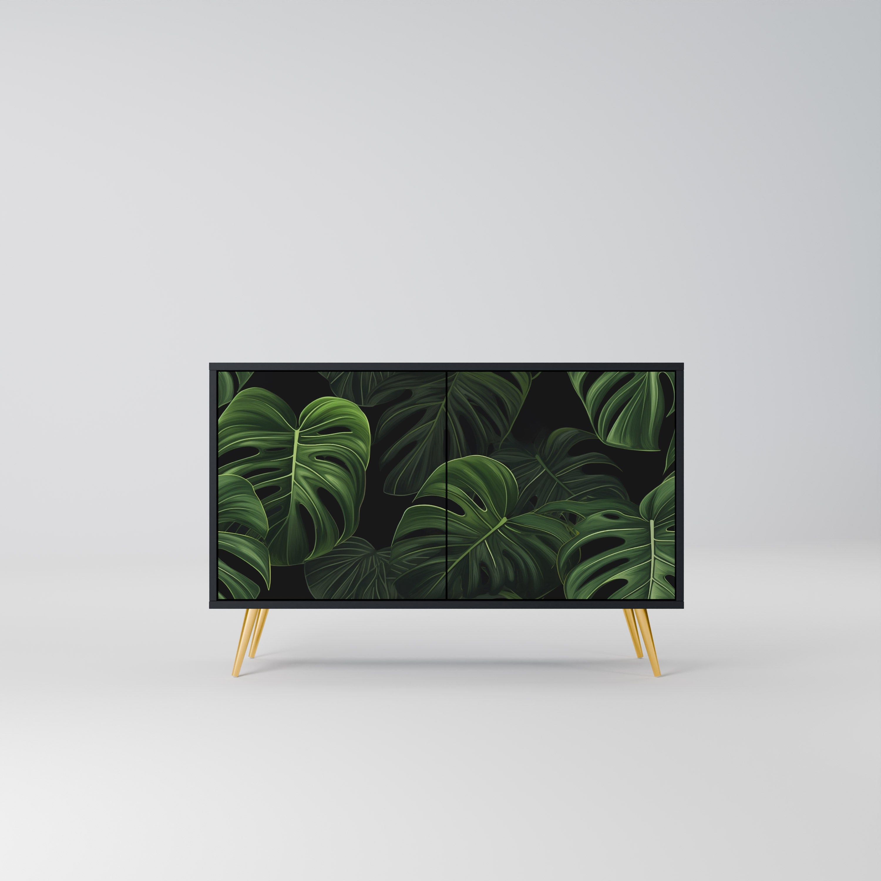 INFINITE MONSTERA Aparador de 2 Portas em Acabamento Preto