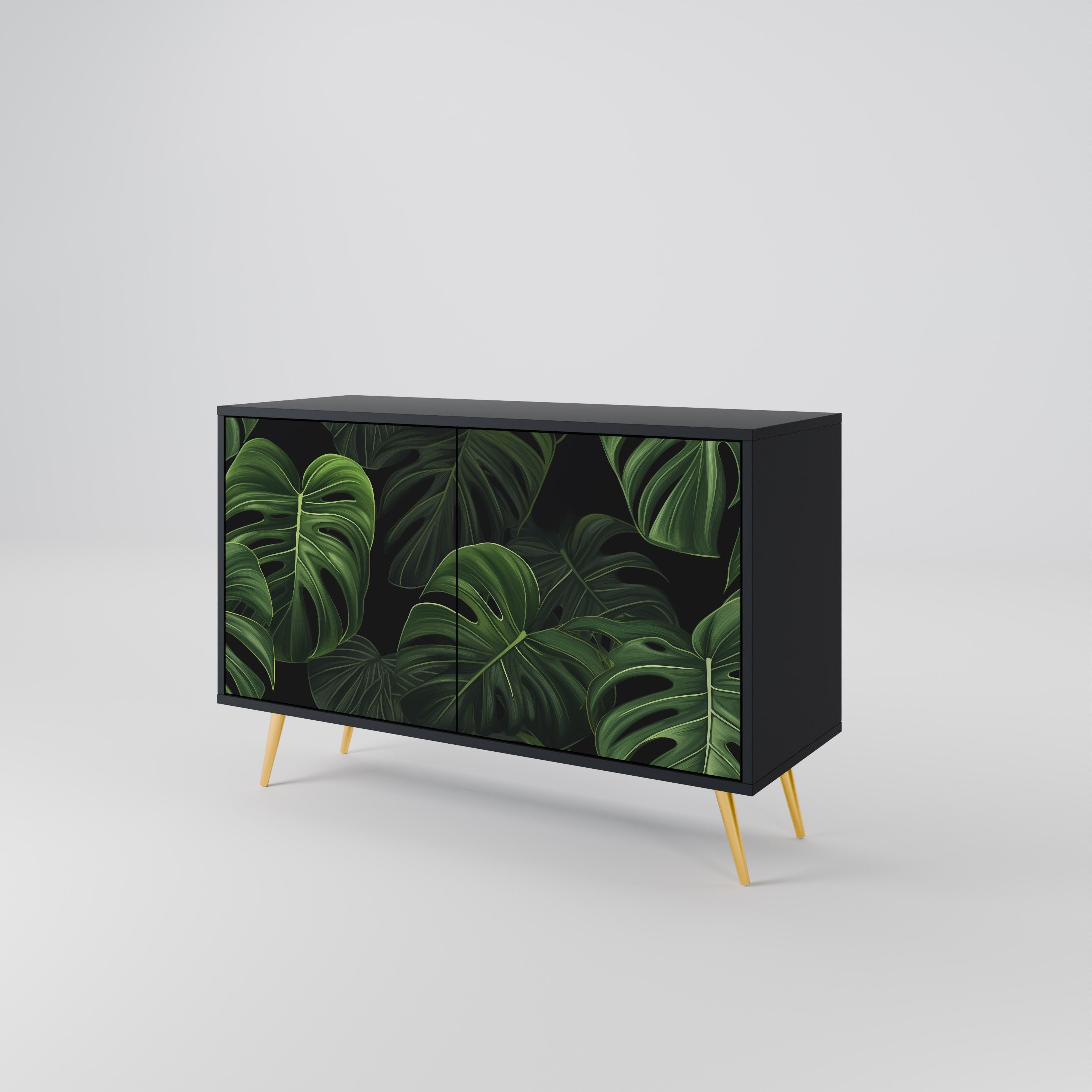 INFINITE MONSTERA Aparador de 2 Portas em Acabamento Preto