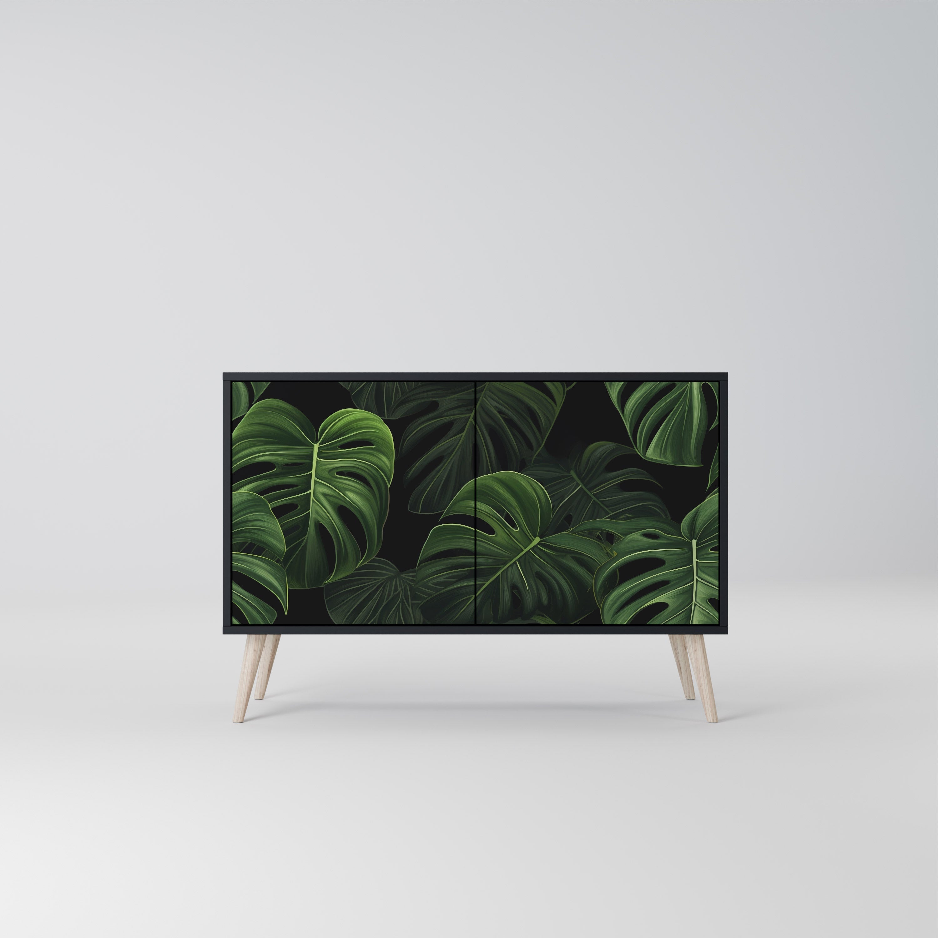 INFINITE MONSTERA Aparador de 2 Portas em Acabamento Preto