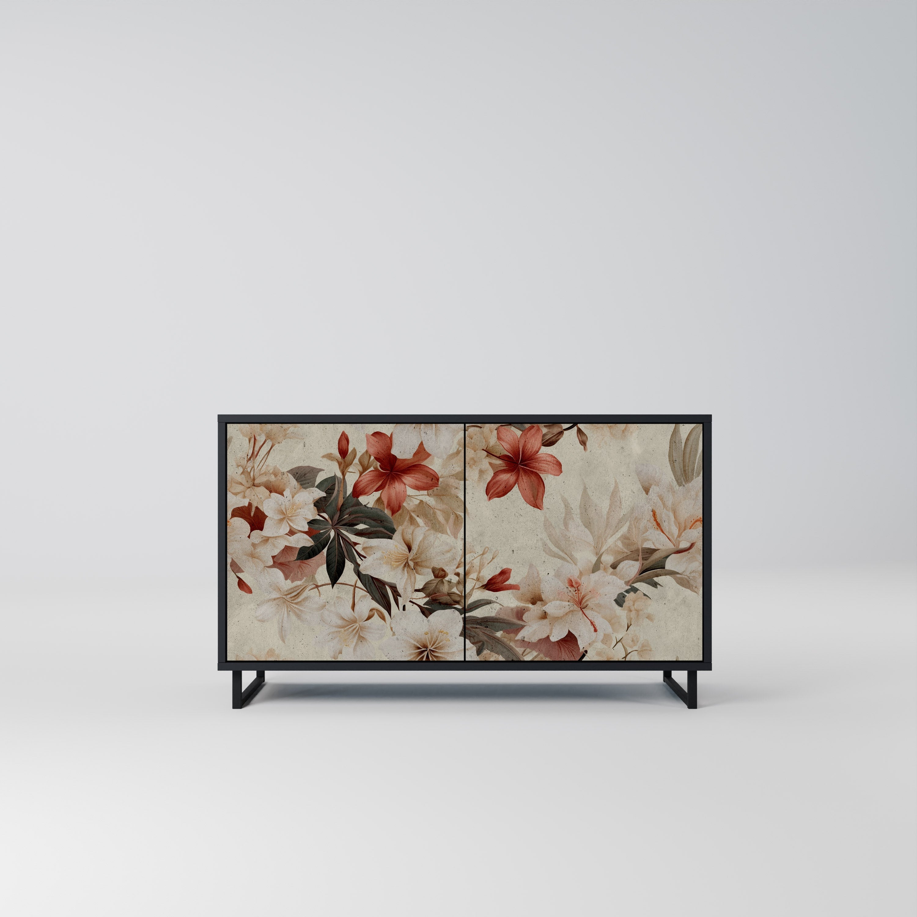 PETAL HARMONY Aparador de 2 Portas em Acabamento Preto