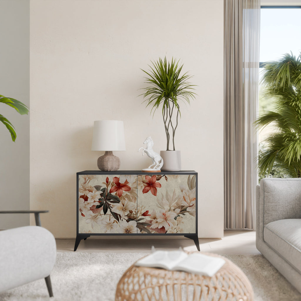 PETAL HARMONY Aparador de 2 Portas em Acabamento Preto