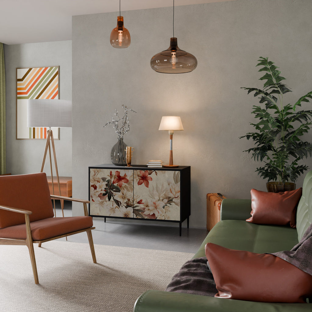 PETAL HARMONY Aparador de 2 Portas em Acabamento Preto