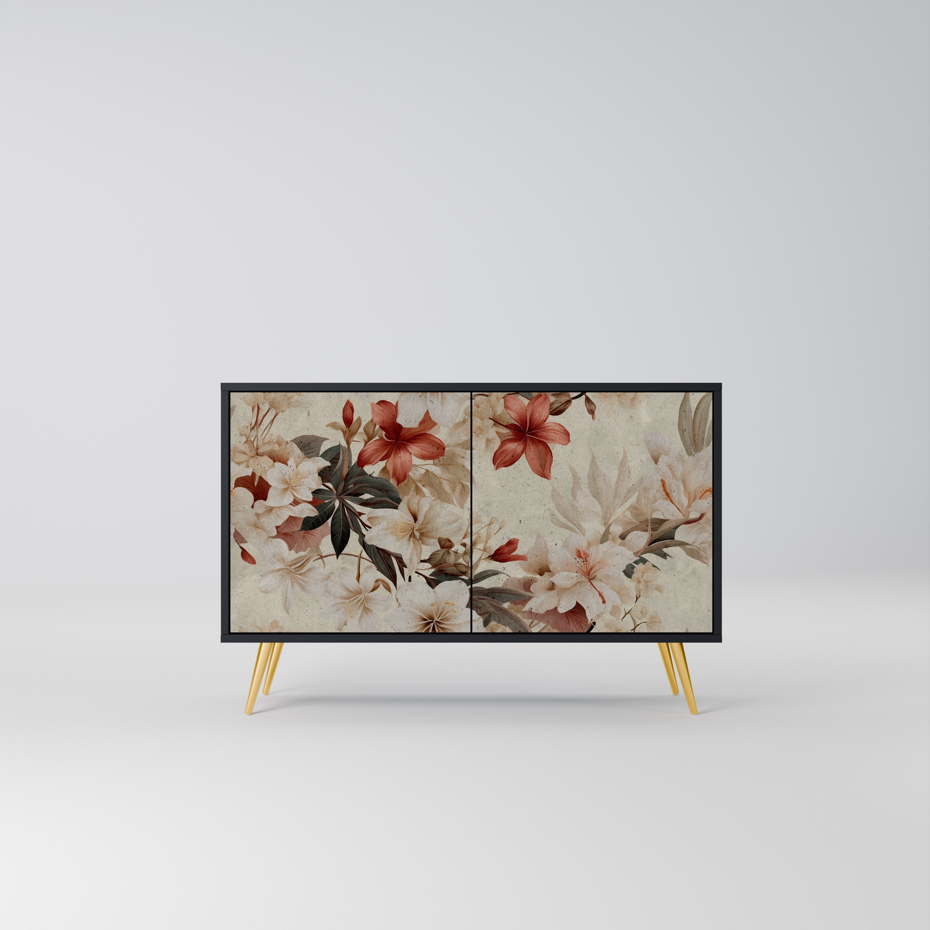 PETAL HARMONY Aparador de 2 Portas em Acabamento Preto