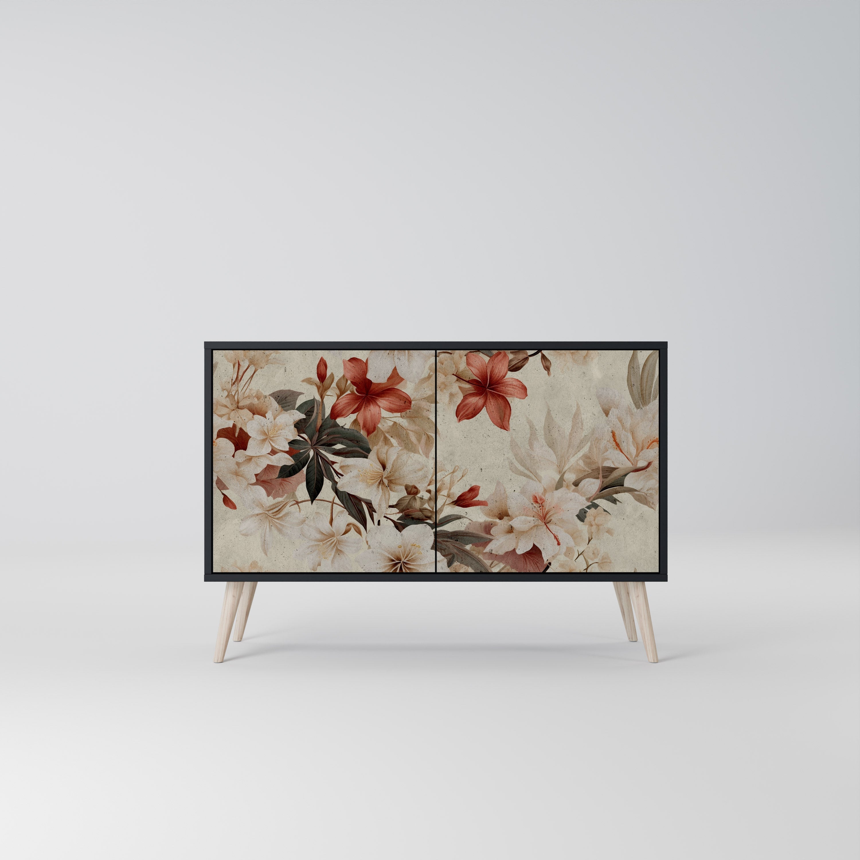 PETAL HARMONY Aparador de 2 Portas em Acabamento Preto