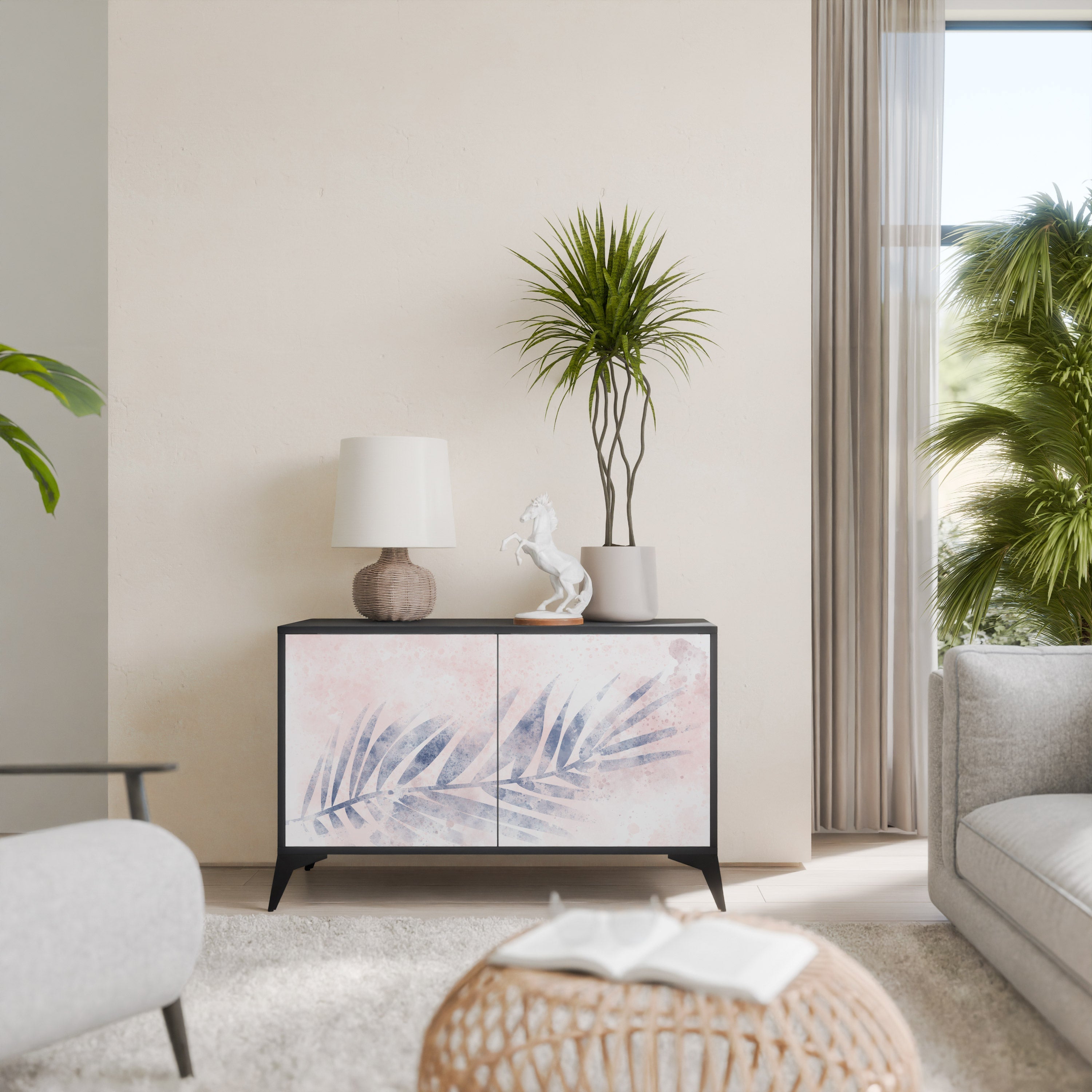 TIMELESS FLOAT Aparador de 2 Portas em Acabamento Preto