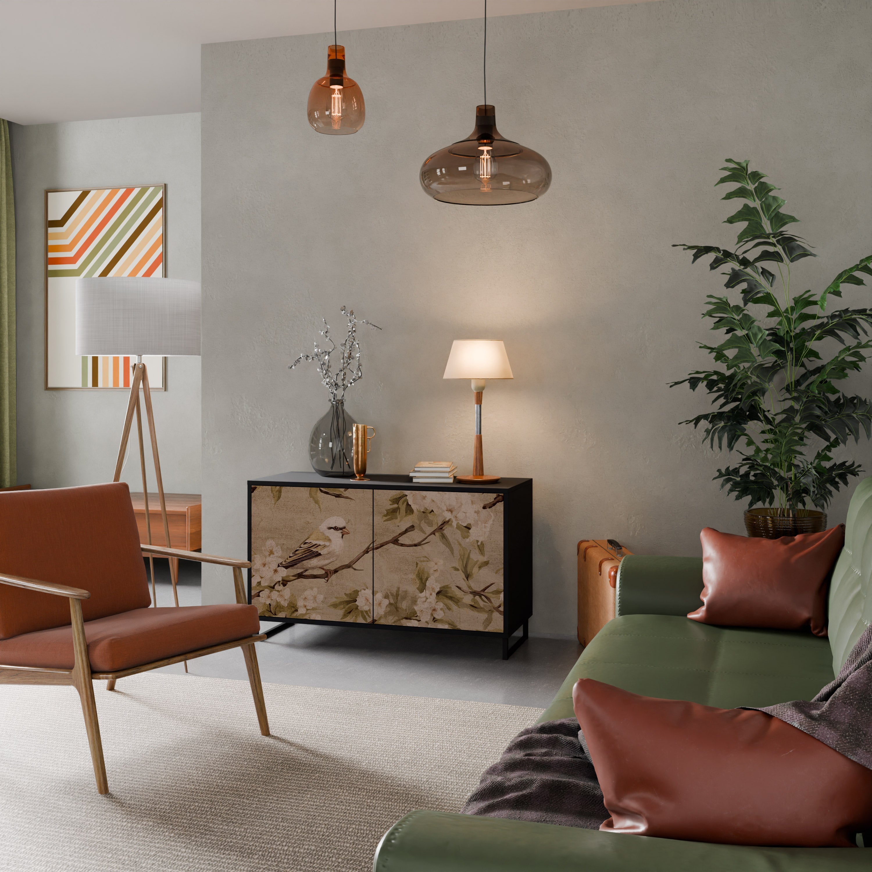 PETAL DISTINGUISH 2-Door Sideboard in Black Finish