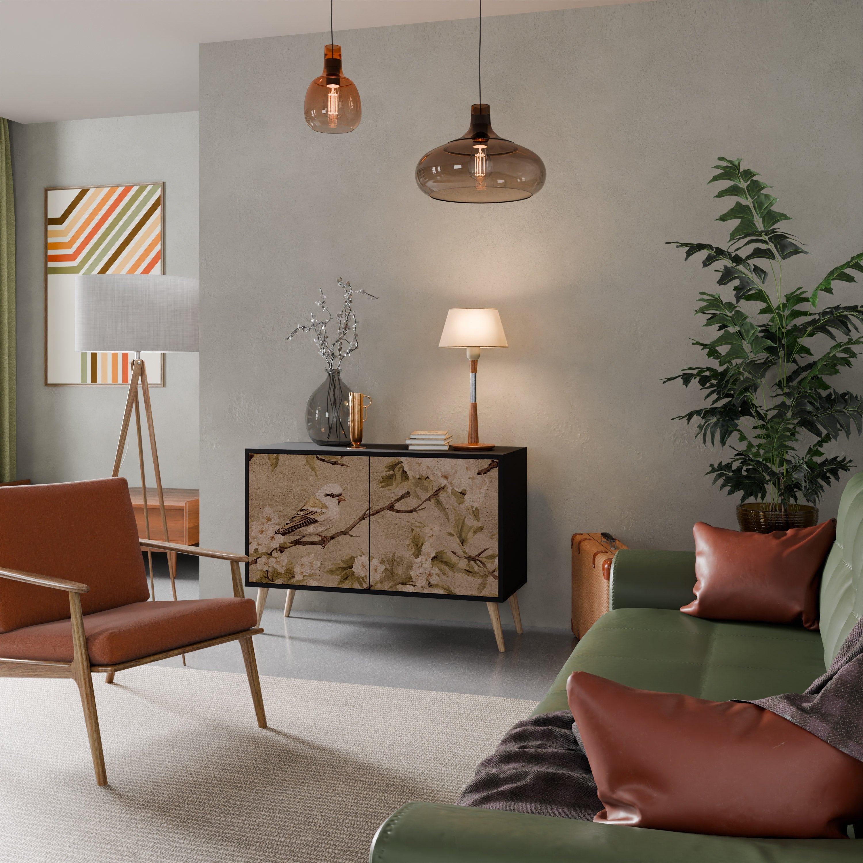 PETAL DISTINGUISH 2-Door Sideboard in Black Finish