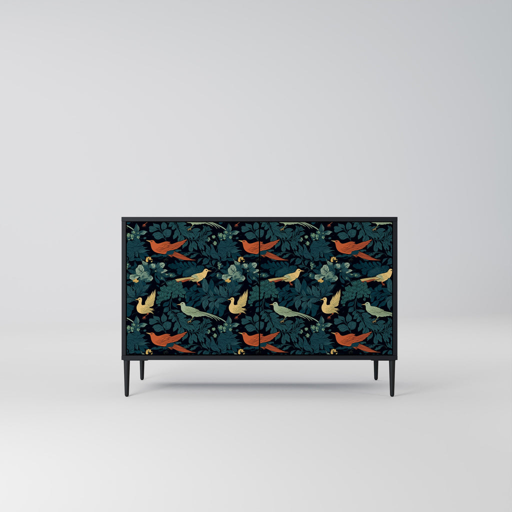 FOWL ORNAMENT 2-Door Sideboard in Black Finish