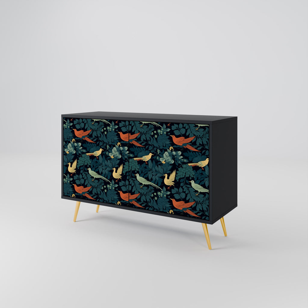 FOWL ORNAMENT 2-Door Sideboard in Black Finish