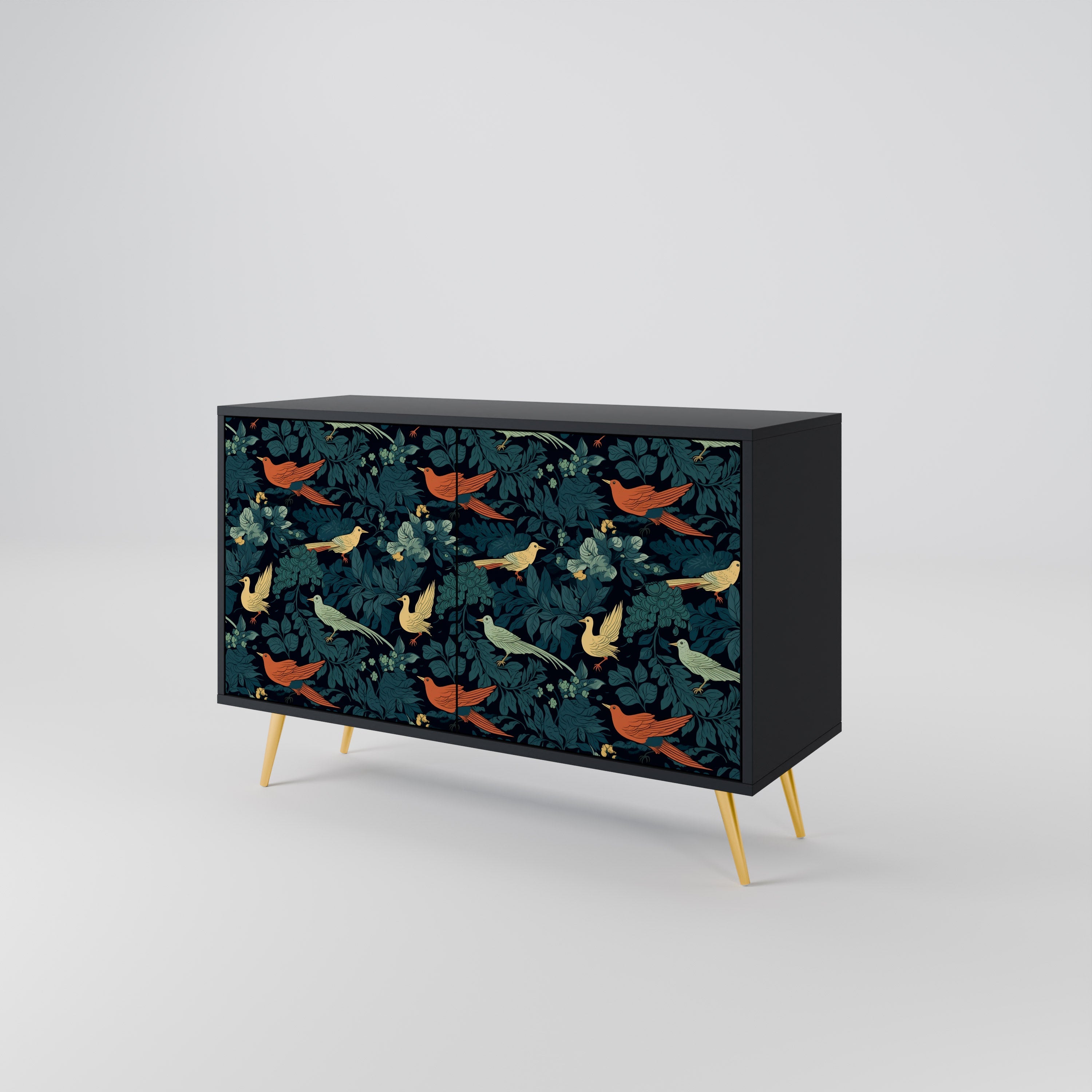 FOWL ORNAMENT 2-Door Sideboard in Black Finish