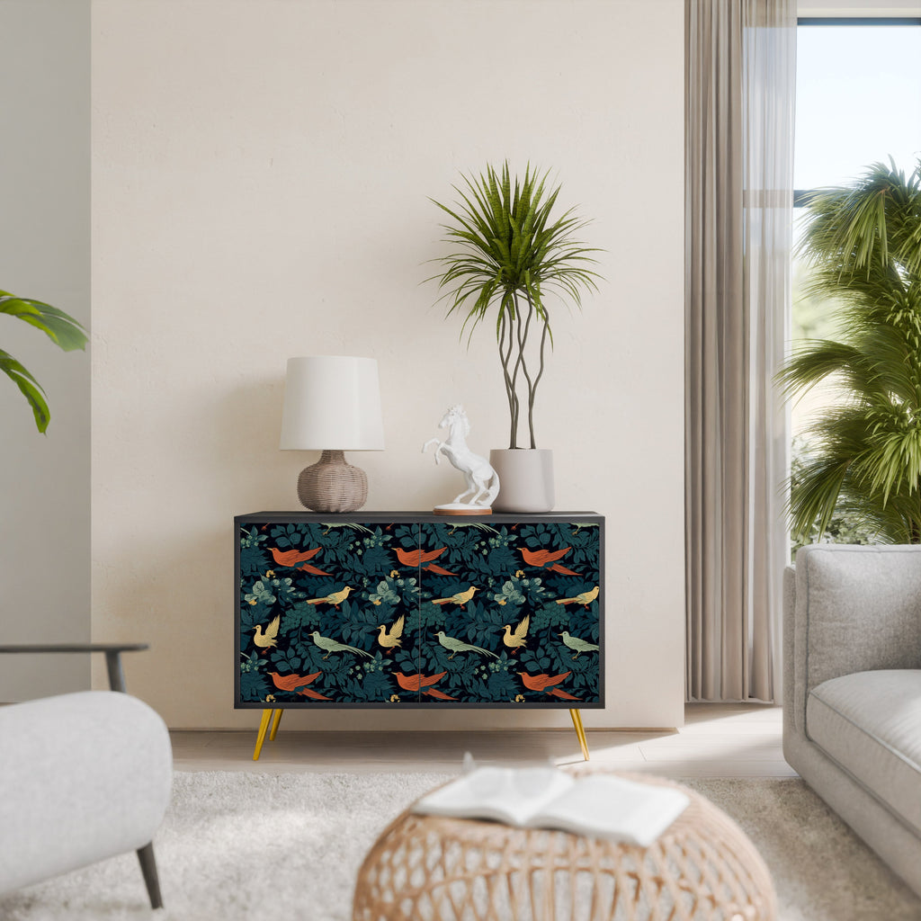 FOWL ORNAMENT 2-Door Sideboard in Black Finish