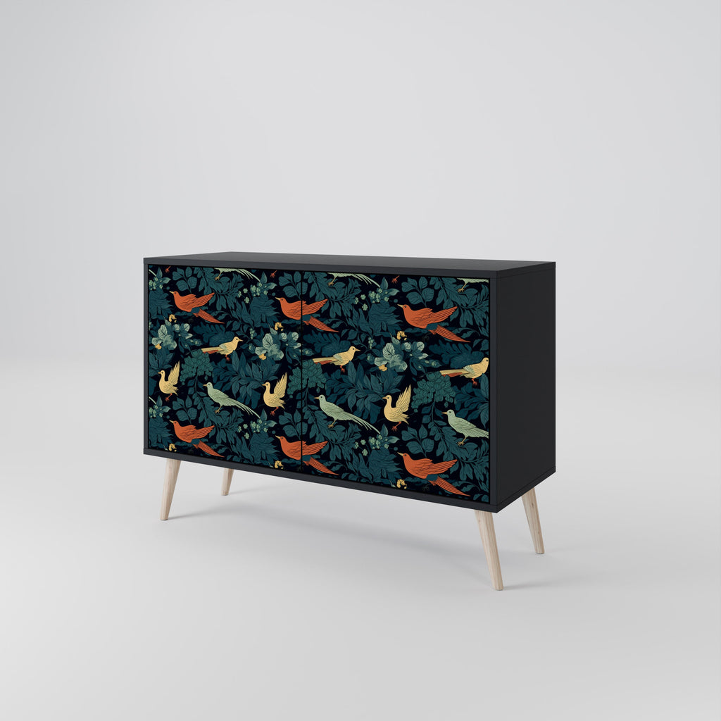 FOWL ORNAMENT 2-Door Sideboard in Black Finish