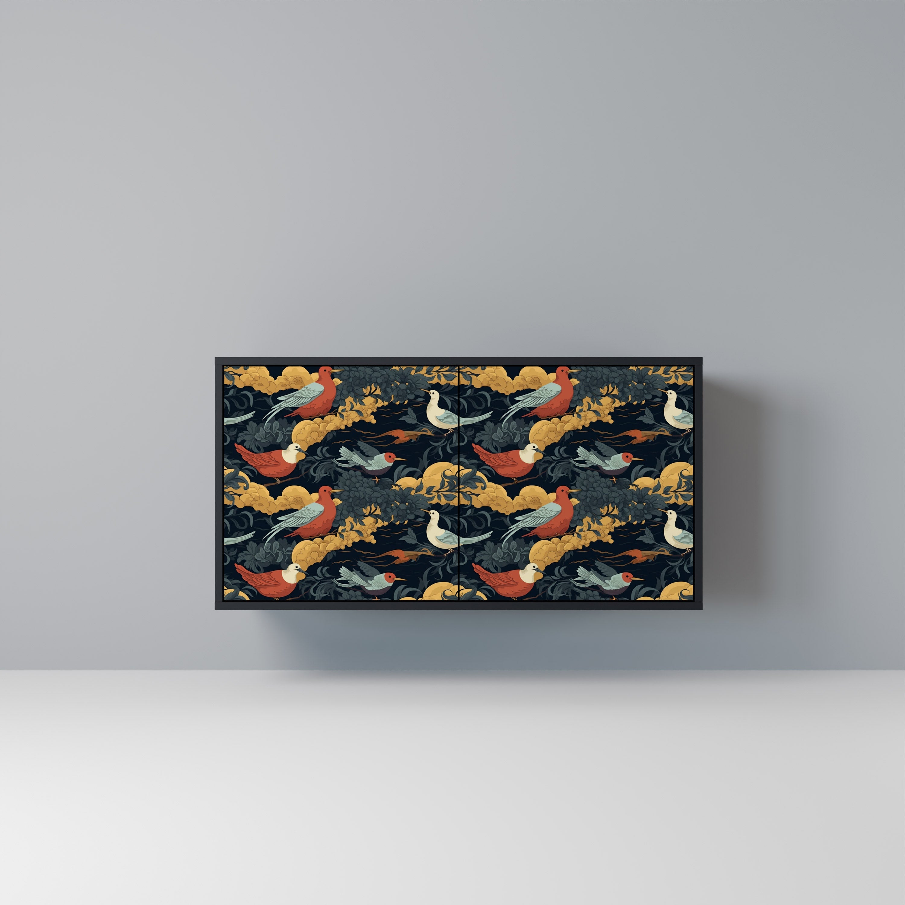 FOWLY DAZE Aparador de 2 Portas em Acabamento Preto