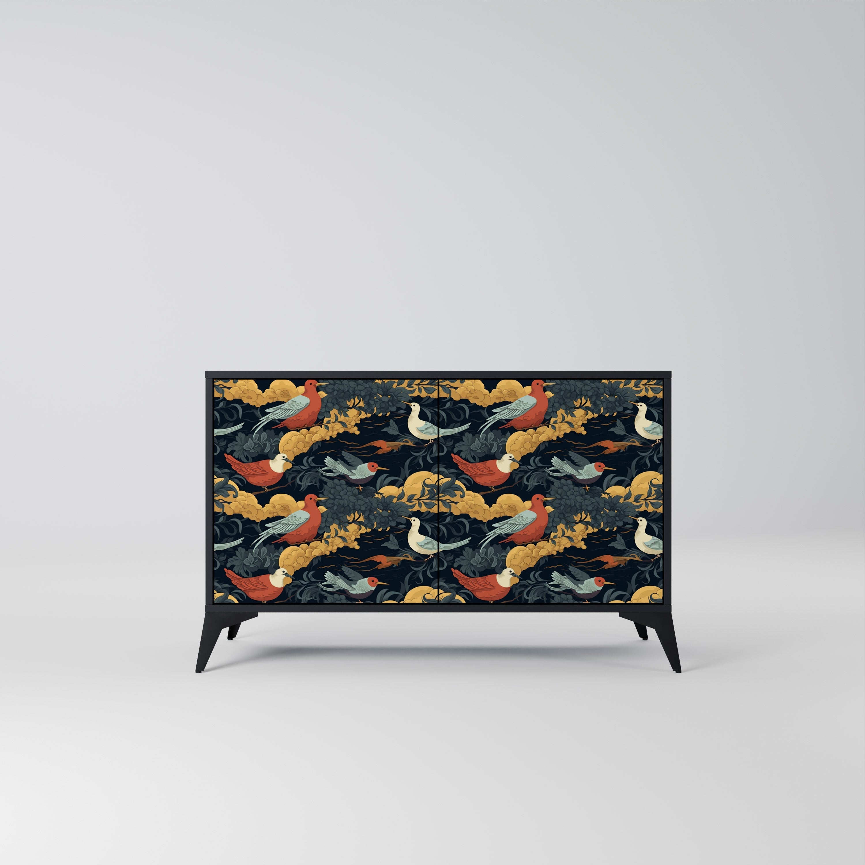 FOWLY DAZE Aparador de 2 Portas em Acabamento Preto