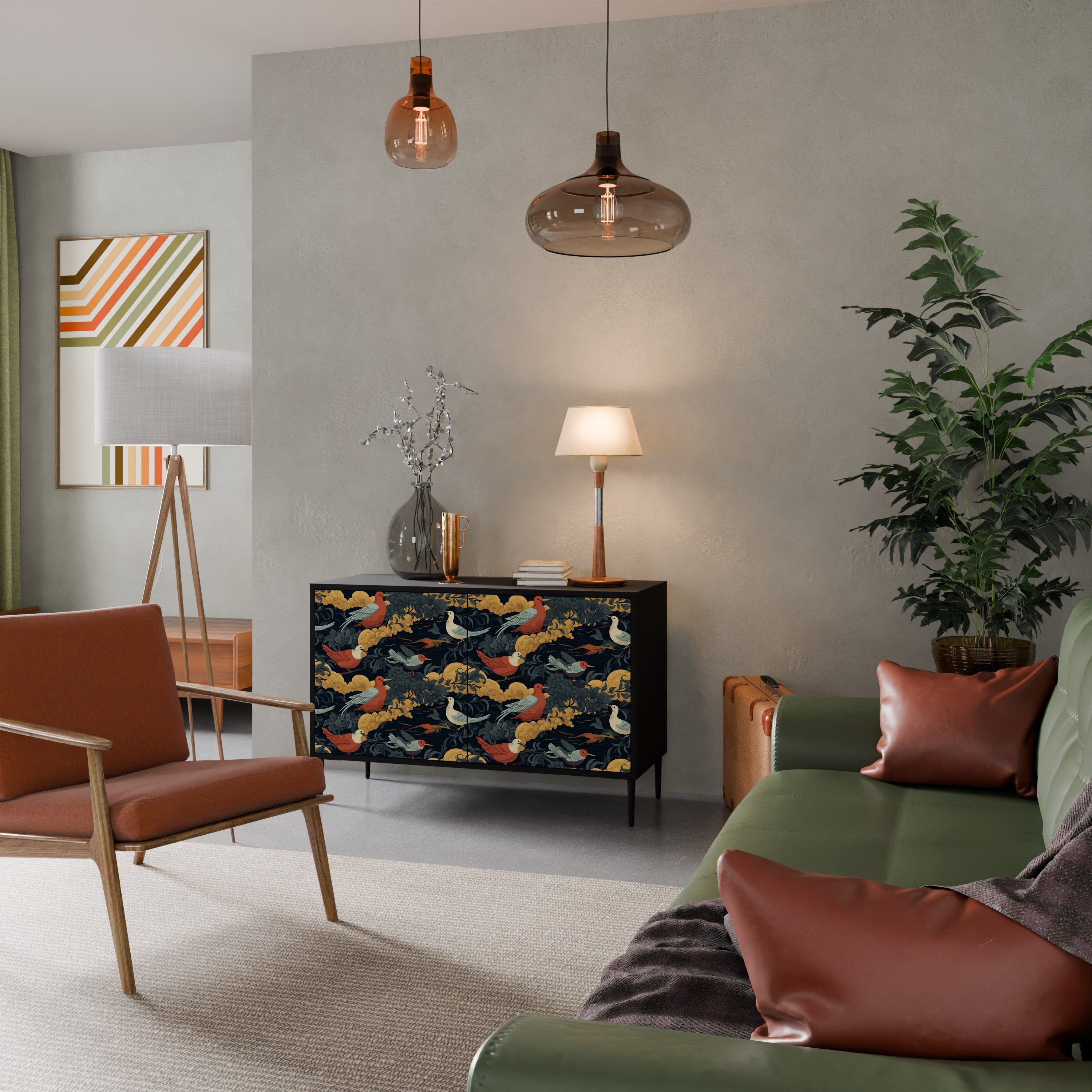 FOWLY DAZE Aparador de 2 Portas em Acabamento Preto