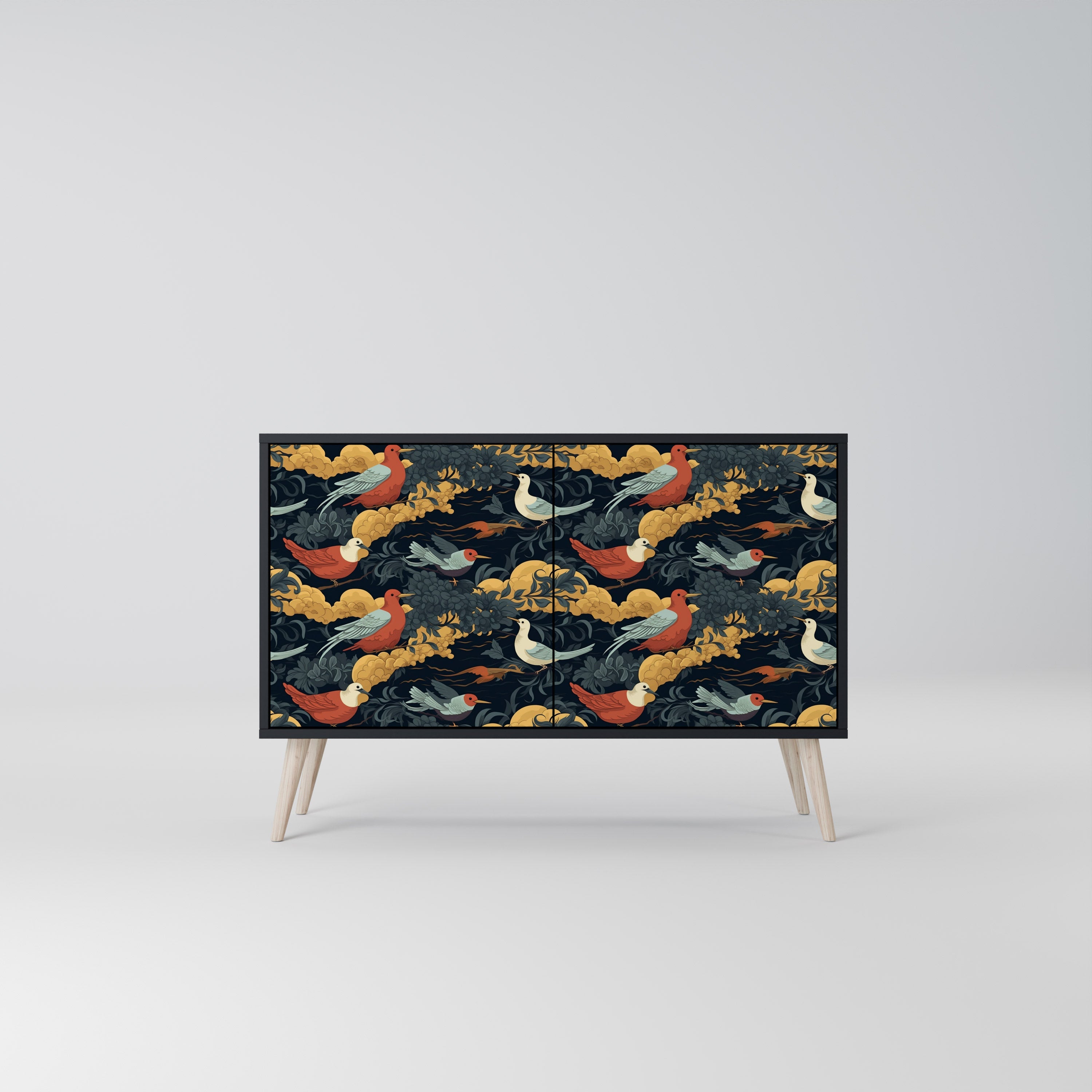 FOWLY DAZE Aparador de 2 Portas em Acabamento Preto