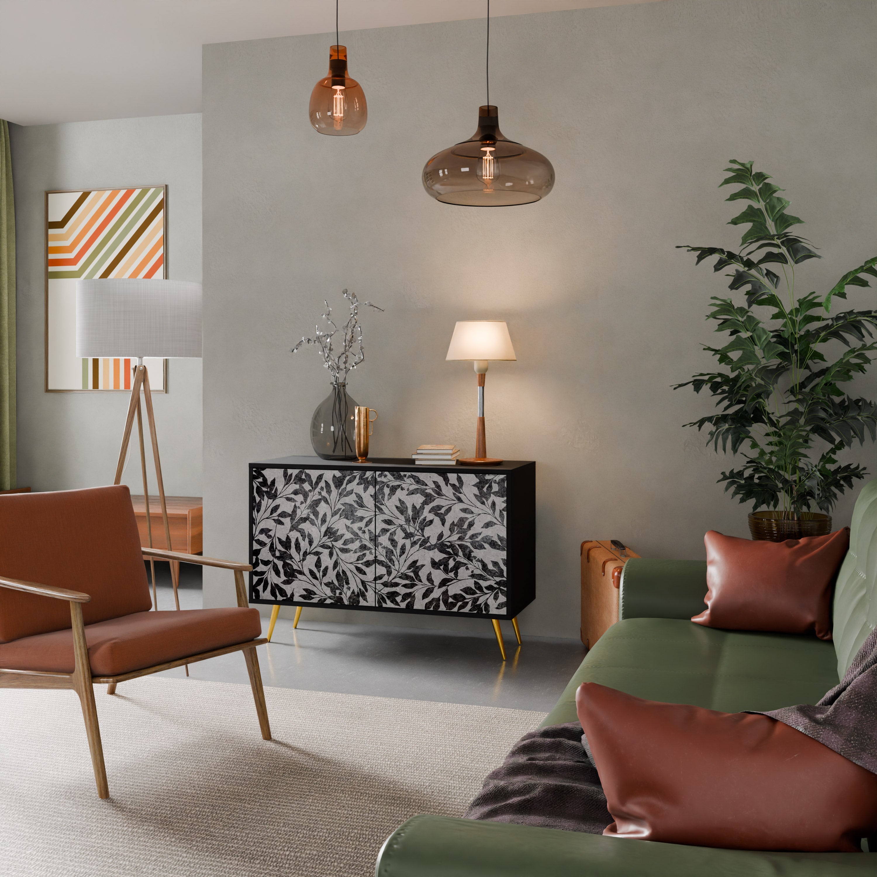 CHARCOAL SPROUT 2-Door Sideboard in Black Finish