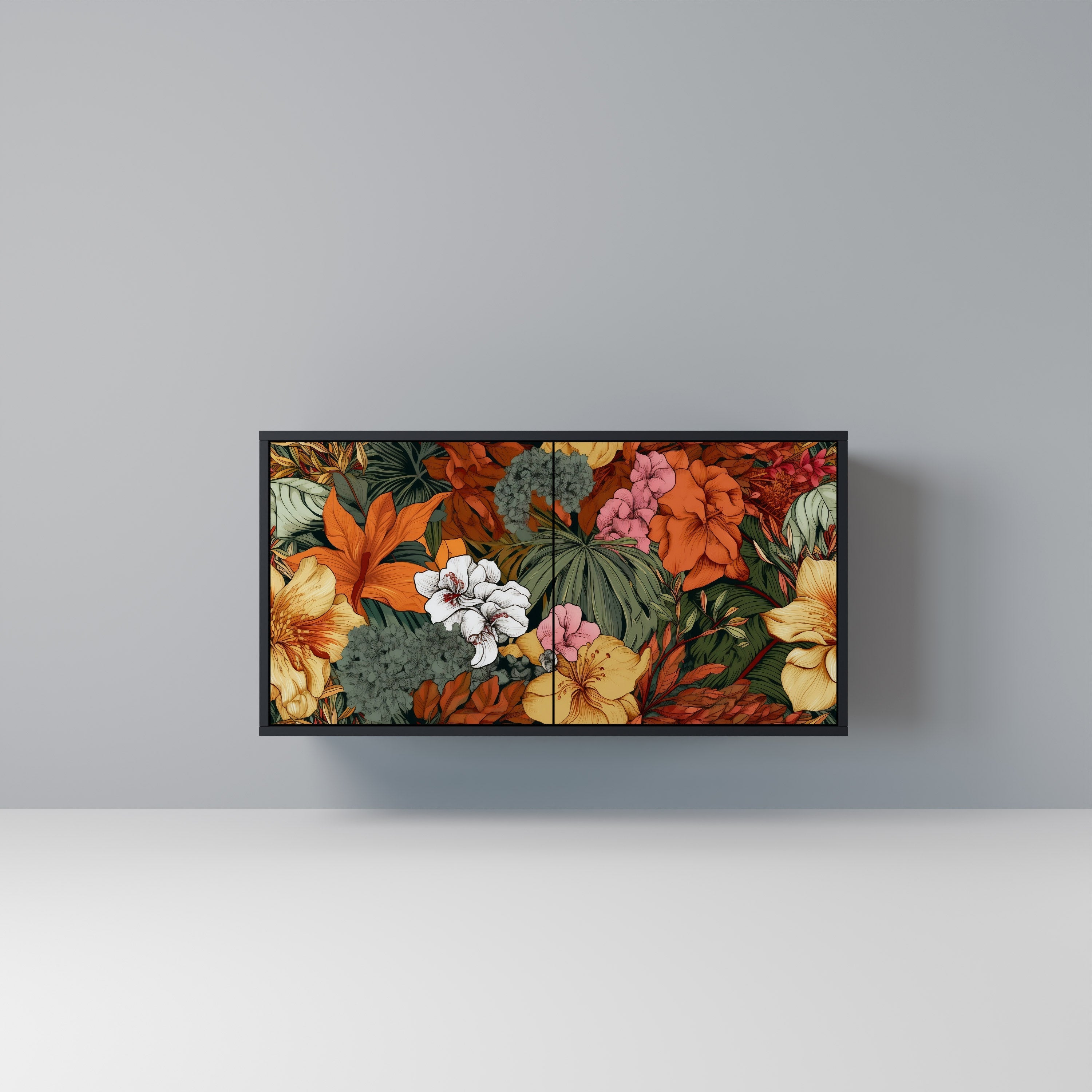 RADIANT FLORA Aparador de 2 Portas em Acabamento Preto