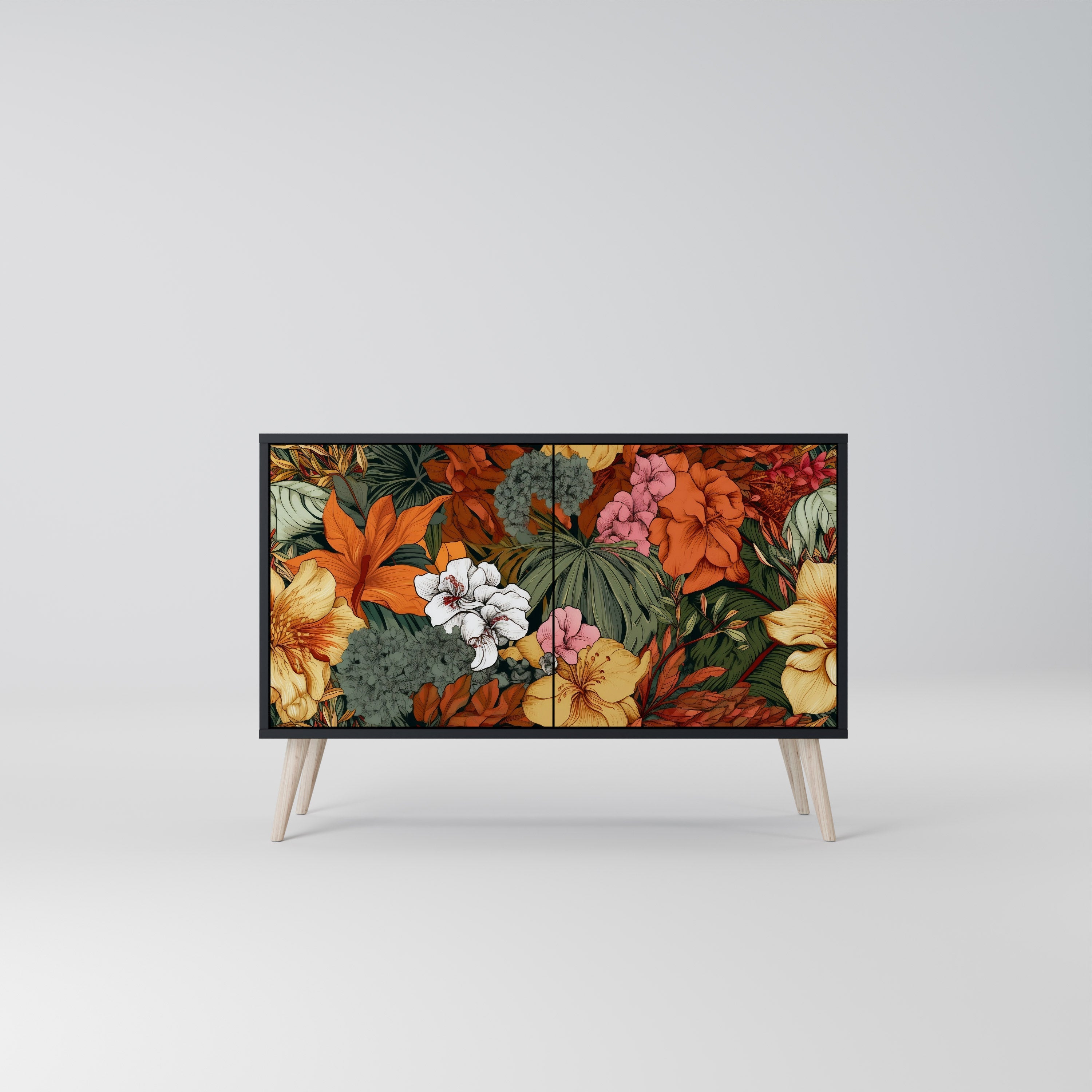 RADIANT FLORA Aparador de 2 Portas em Acabamento Preto