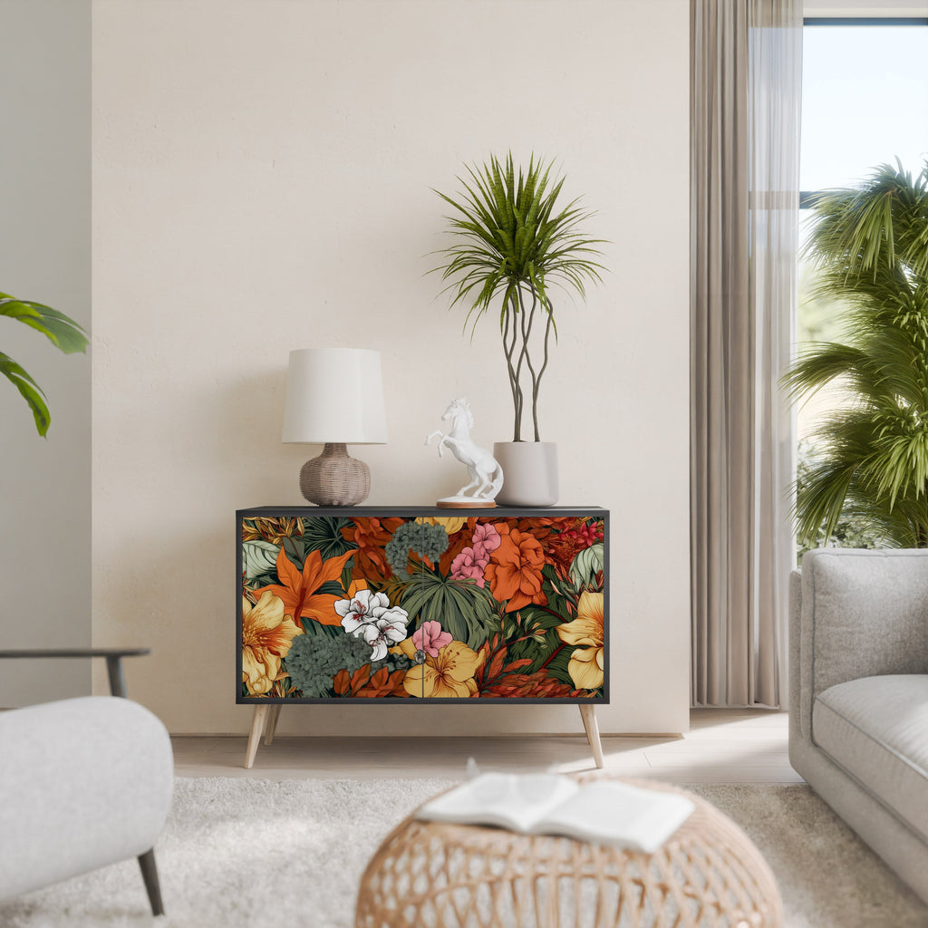 RADIANT FLORA Aparador de 2 Portas em Acabamento Preto