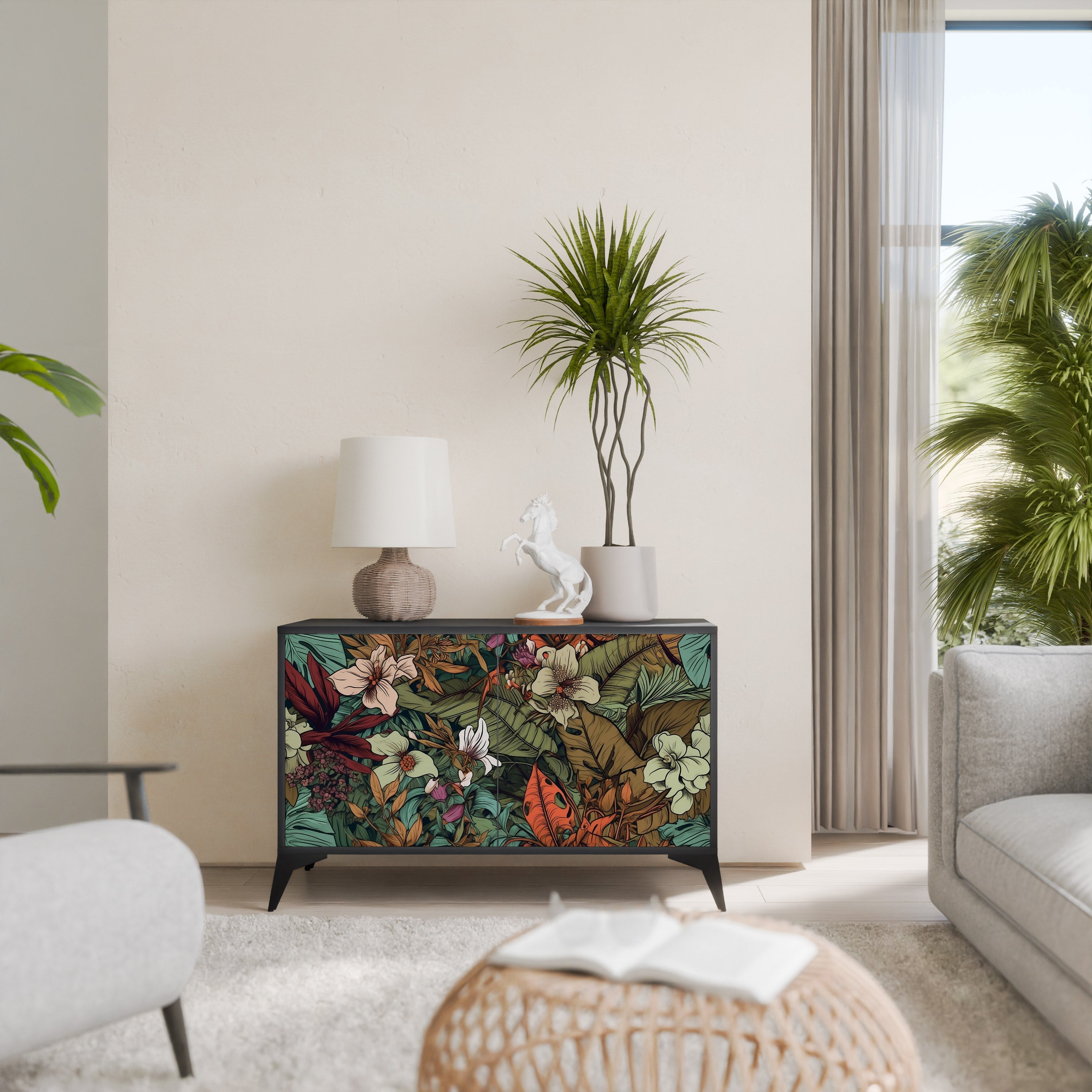 BOTANICAL EMERGENCE Aparador de 2 Portas em Acabamento Preto