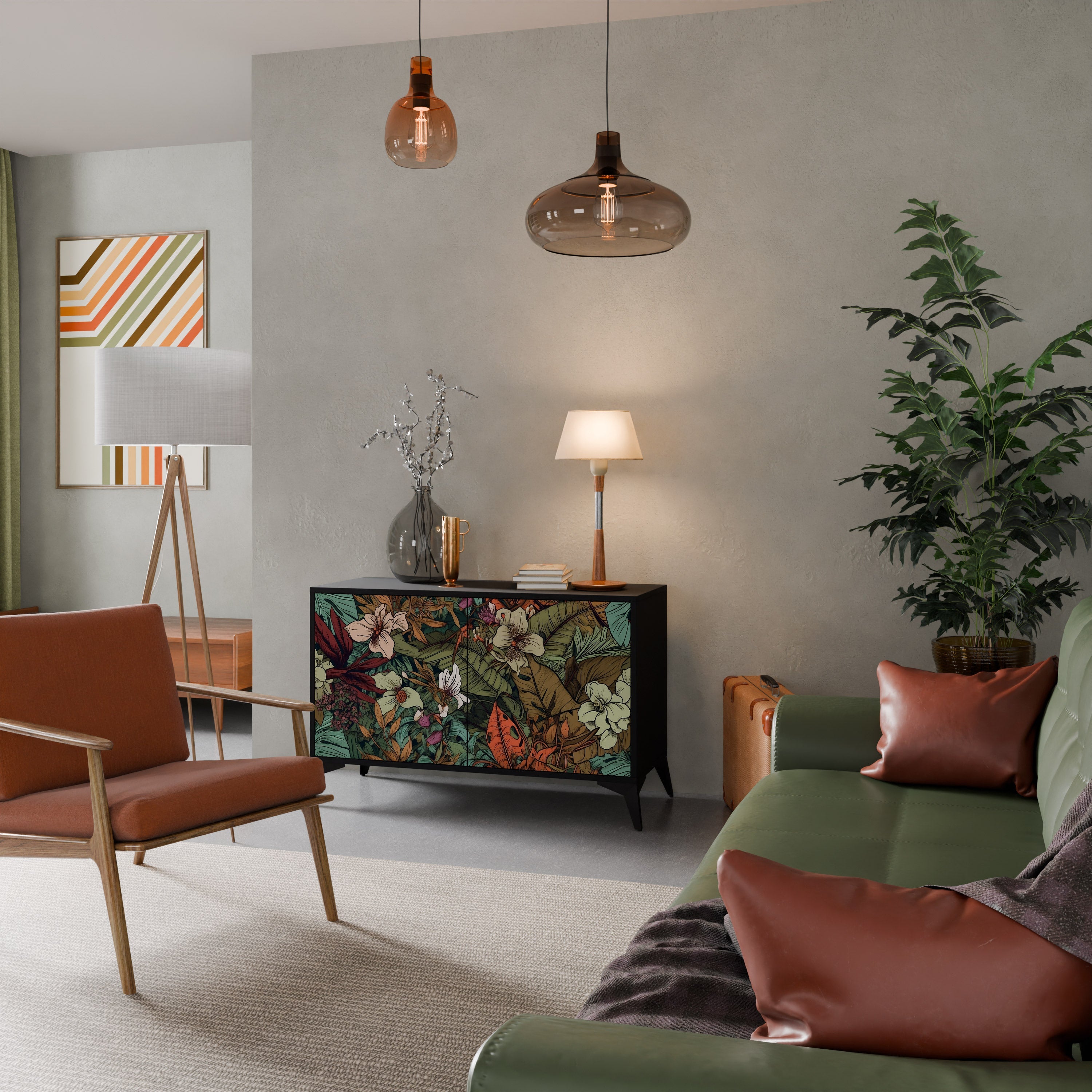 BOTANICAL EMERGENCE Aparador de 2 Portas em Acabamento Preto