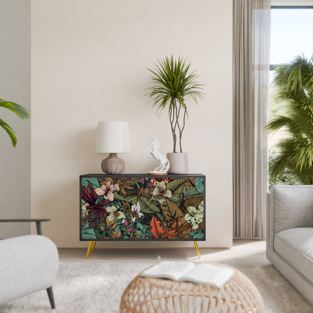 BOTANICAL EMERGENCE Aparador de 2 Portas em Acabamento Preto