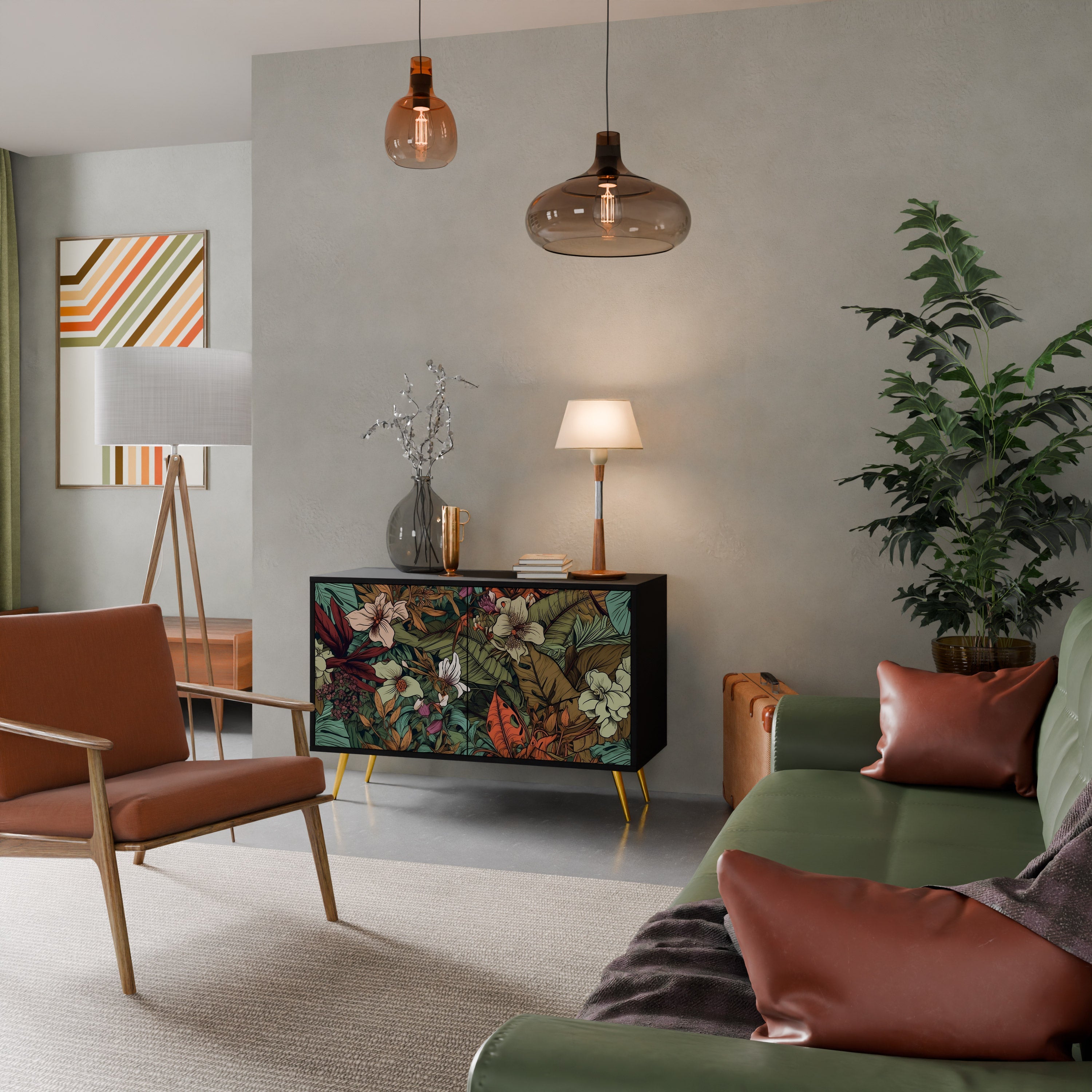 BOTANICAL EMERGENCE Aparador de 2 Portas em Acabamento Preto