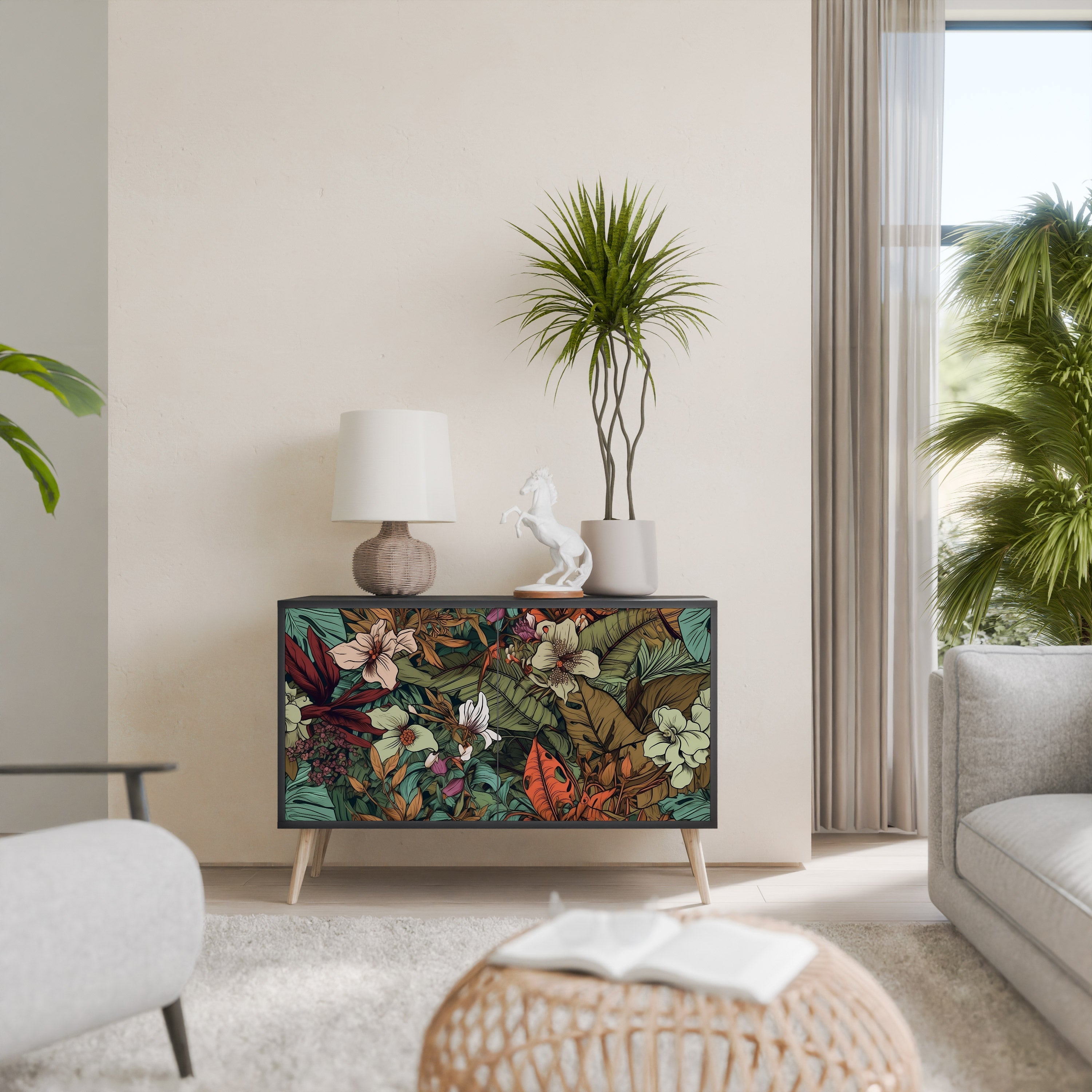 BOTANICAL EMERGENCE Aparador de 2 Portas em Acabamento Preto