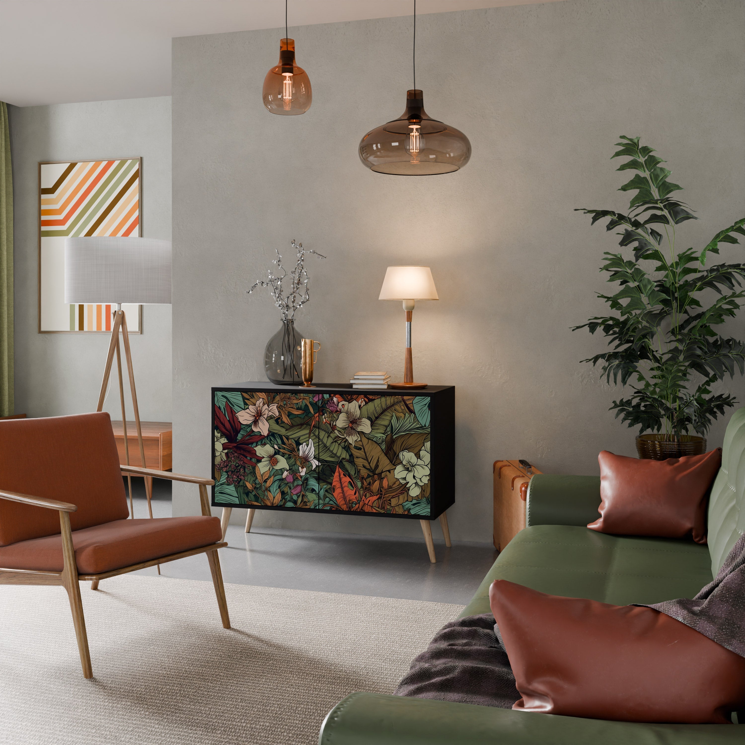 BOTANICAL EMERGENCE Aparador de 2 Portas em Acabamento Preto