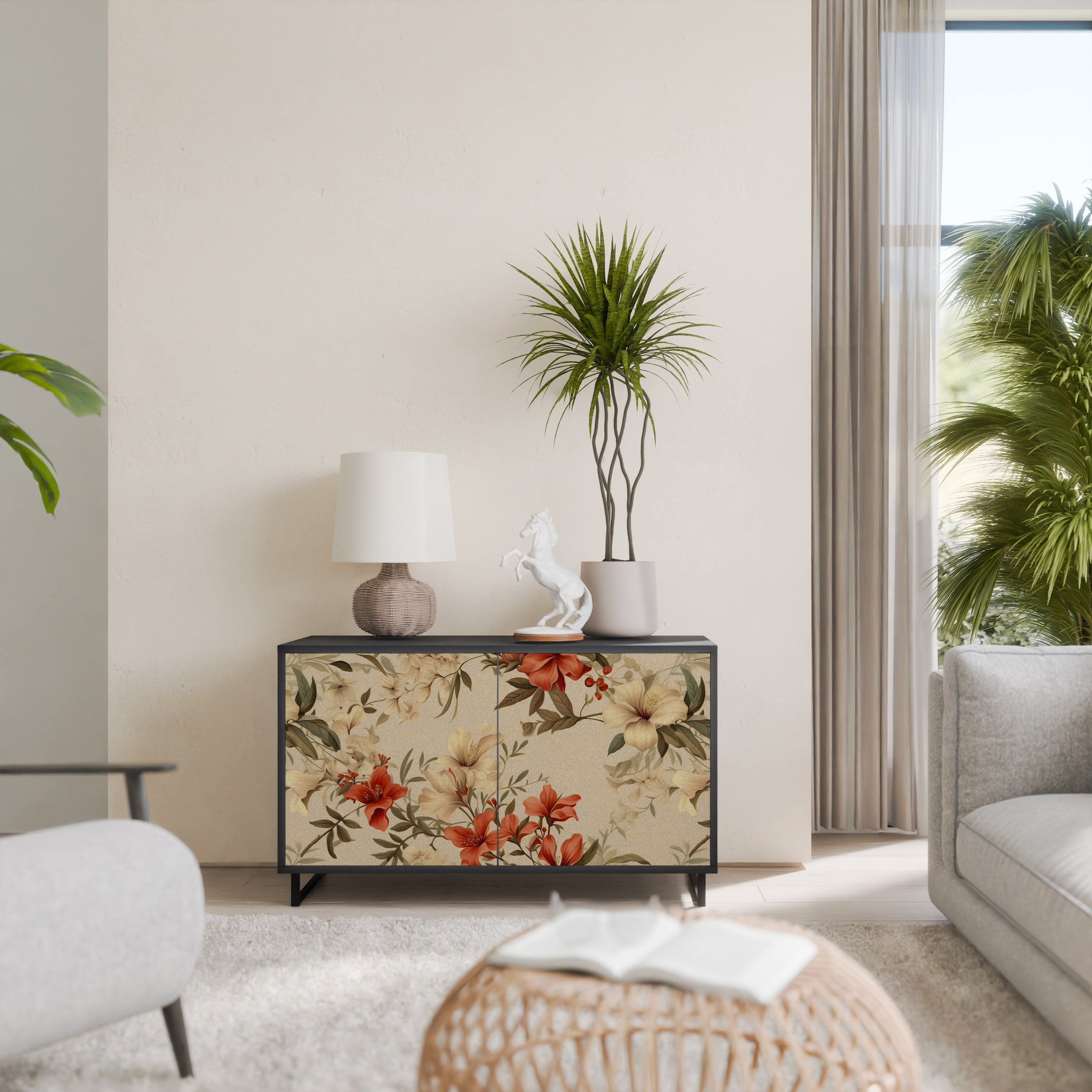 BLOOMING HARMONY Aparador de 2 Portas em Acabamento Preto