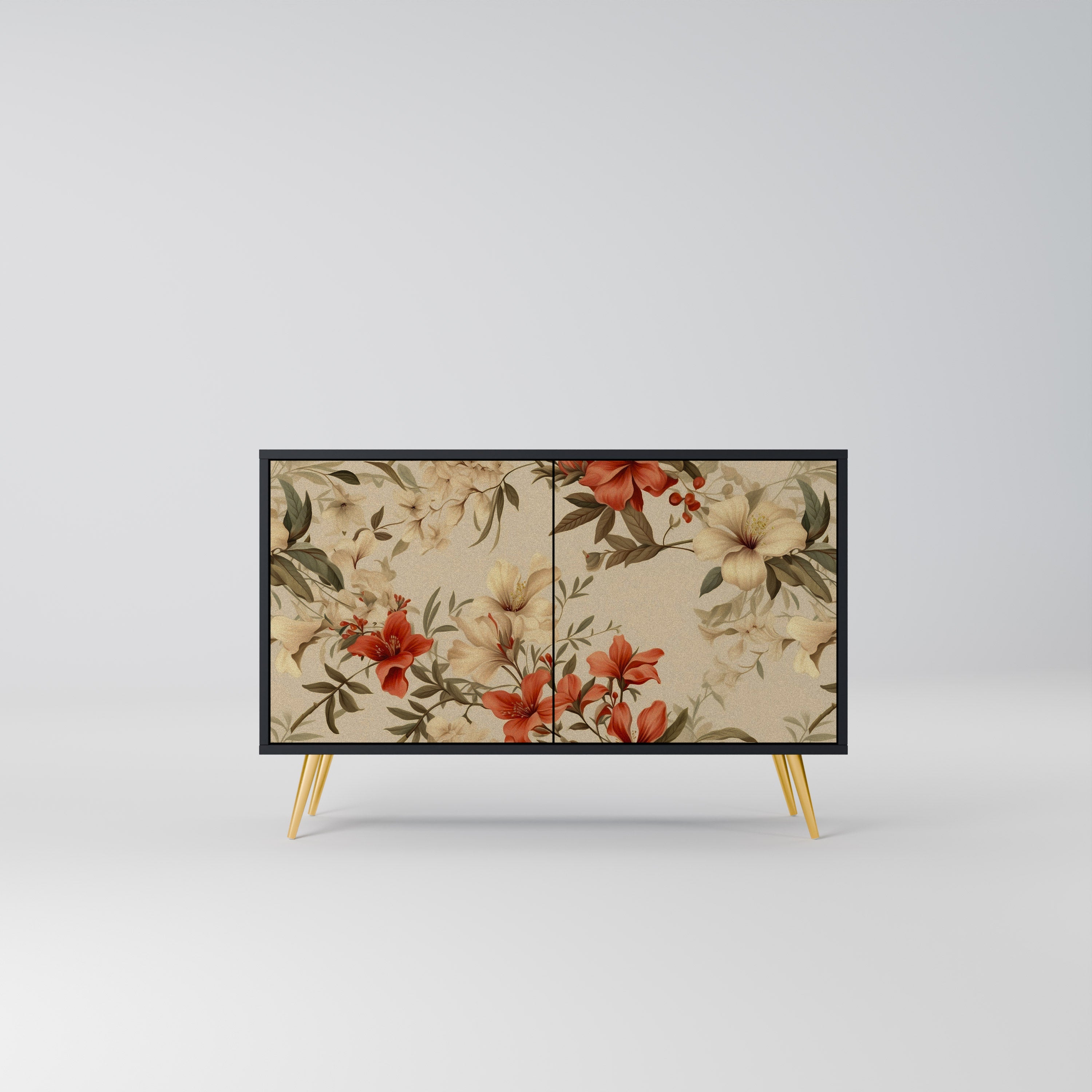 BLOOMING HARMONY Aparador de 2 Portas em Acabamento Preto