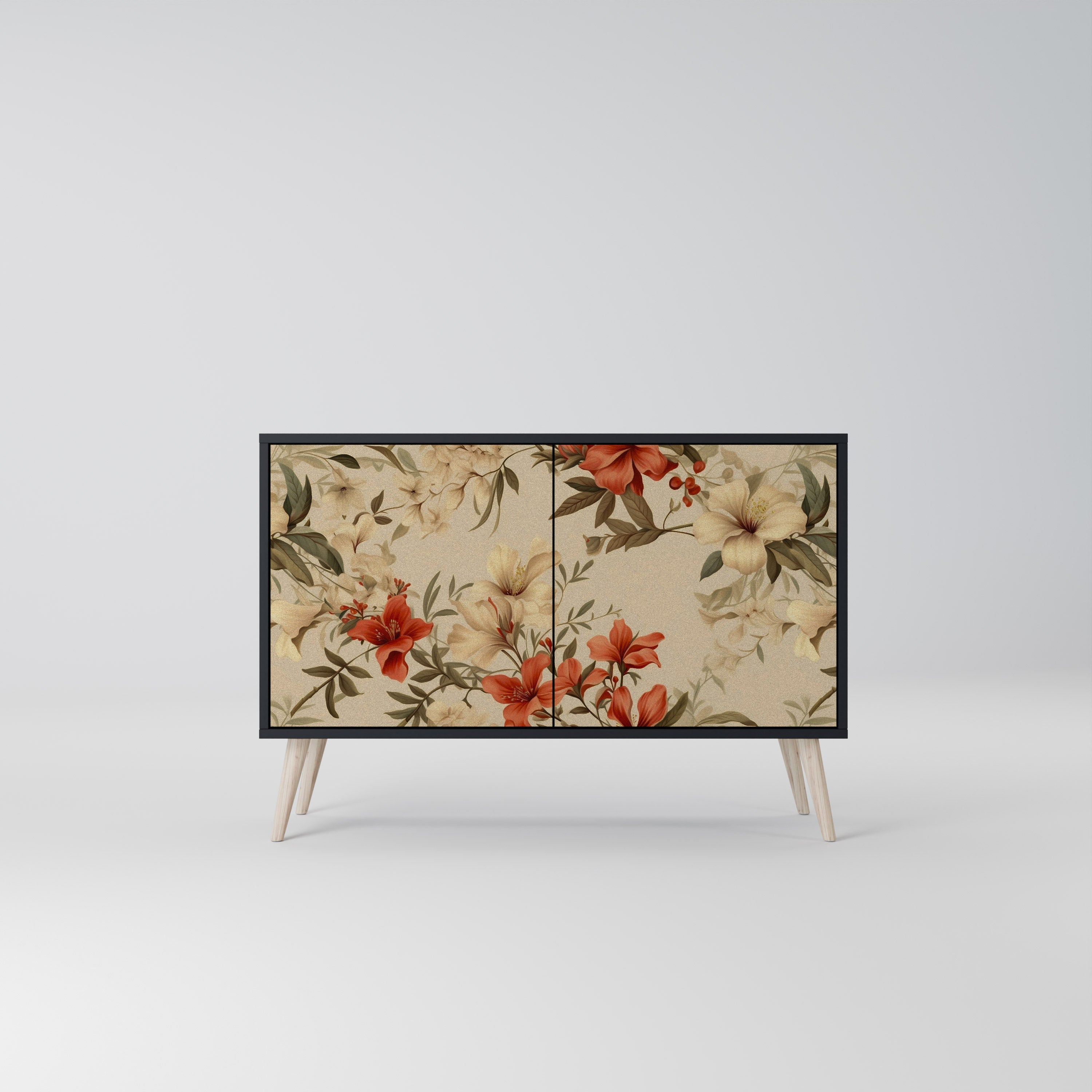 BLOOMING HARMONY Aparador de 2 Portas em Acabamento Preto