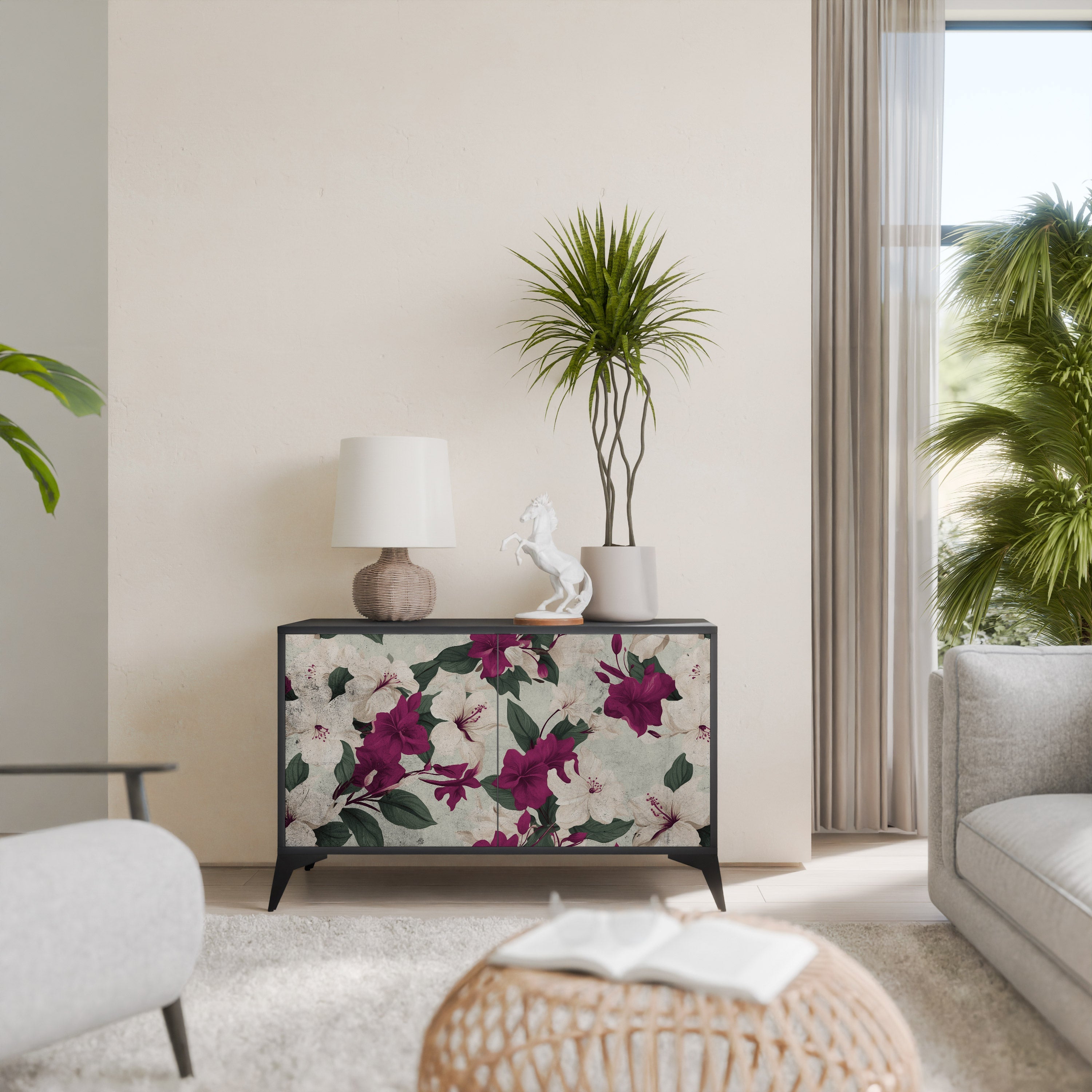 FLOWERET DREAM Aparador de 2 Portas em Acabamento Preto